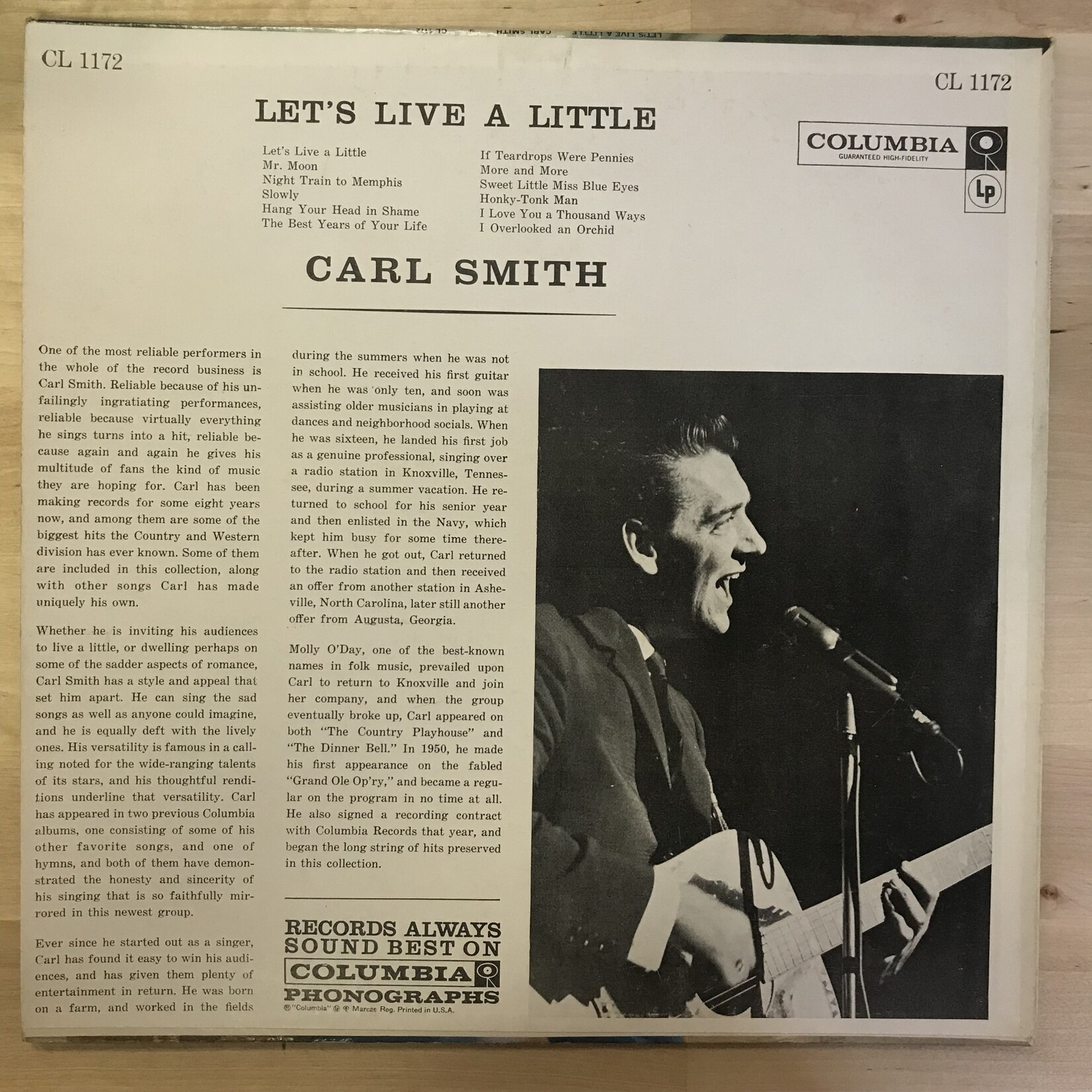 Carl Smith - Let’s Live A Little - CL1172 - Vinyl LP (USED)