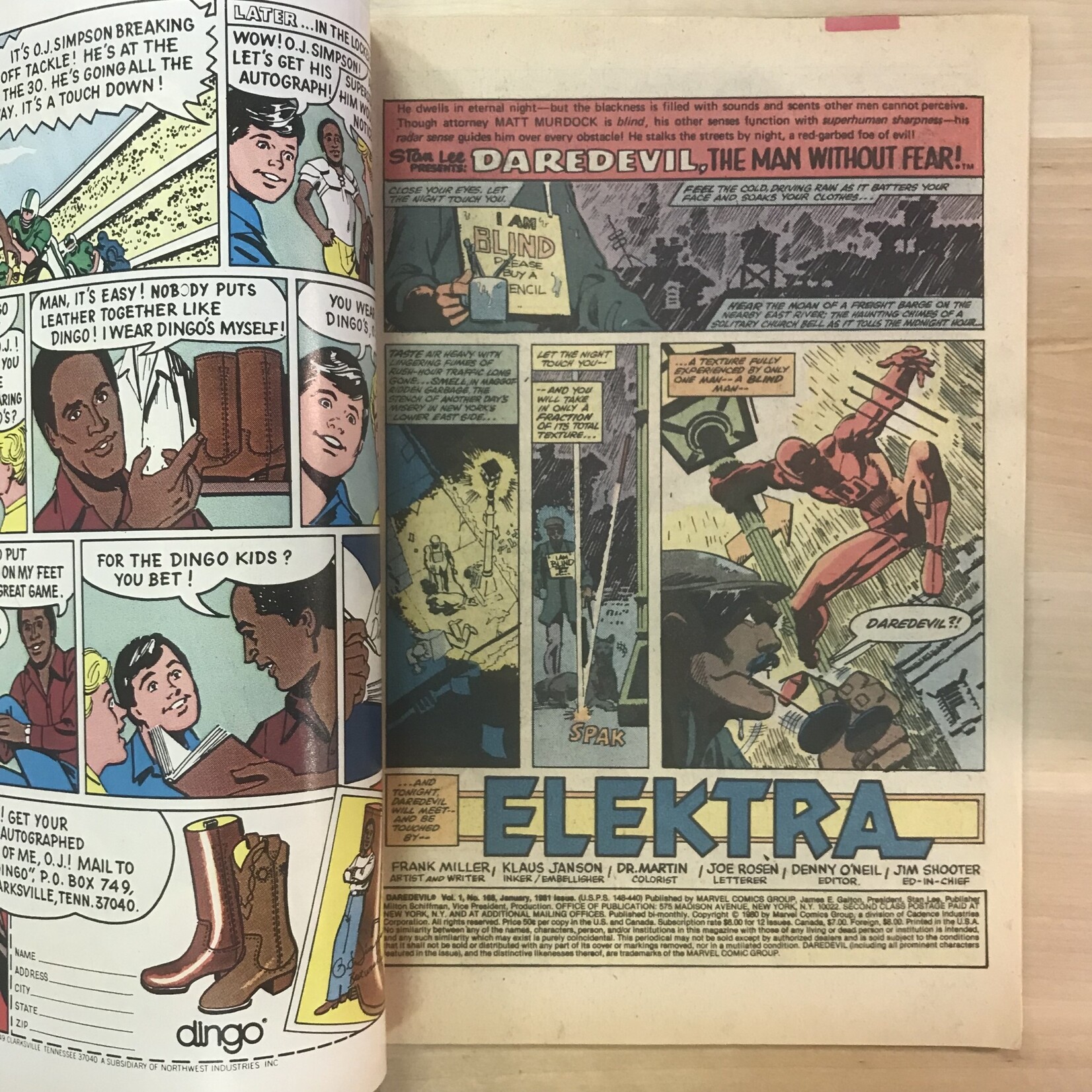 Daredevil - #168 January 1981 - Key (1st Elektra) - Comic Book