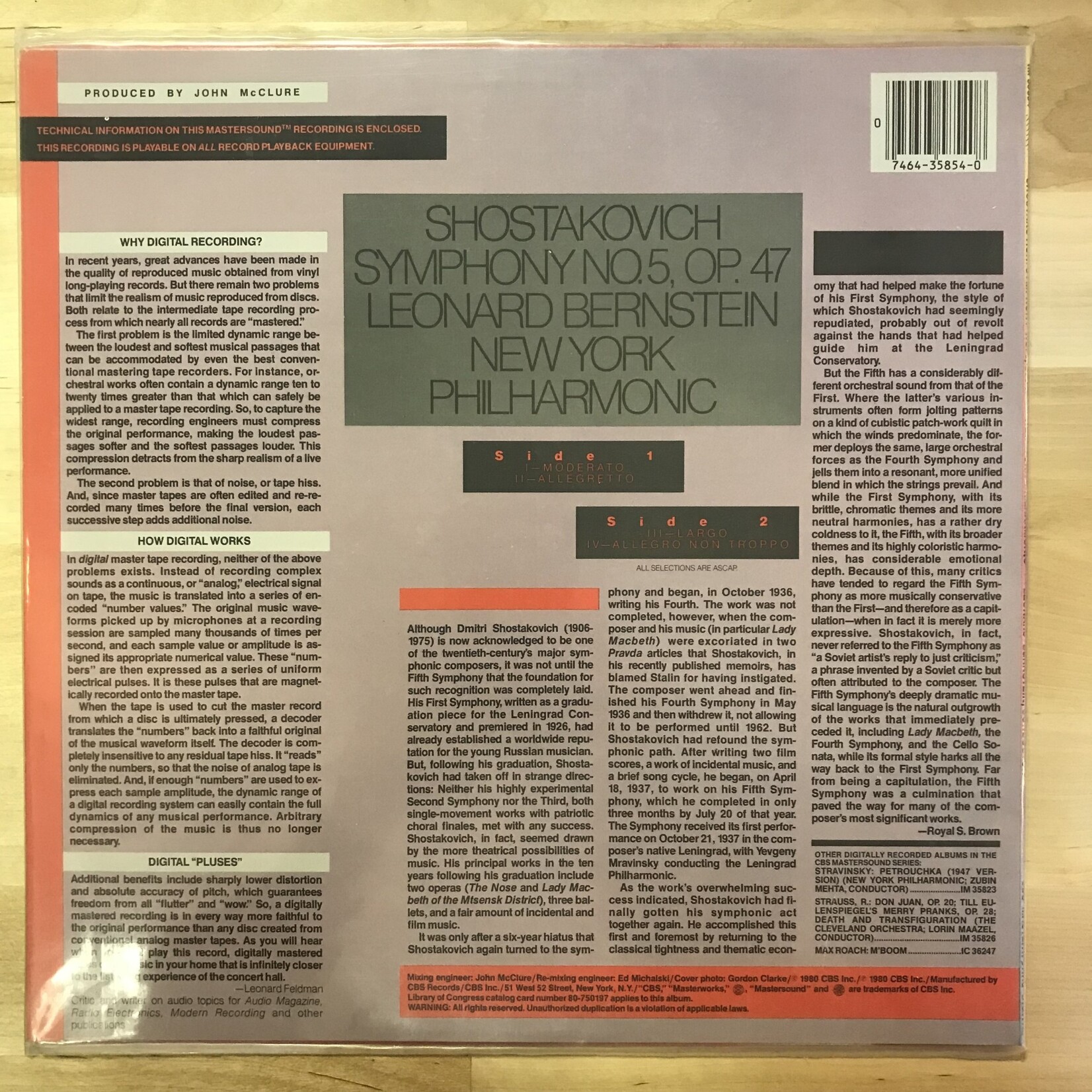 Leonard Bernstein - Shostakovich: Symphony No. 5 - IM35854 - Vinyl LP (USED - SEALED)