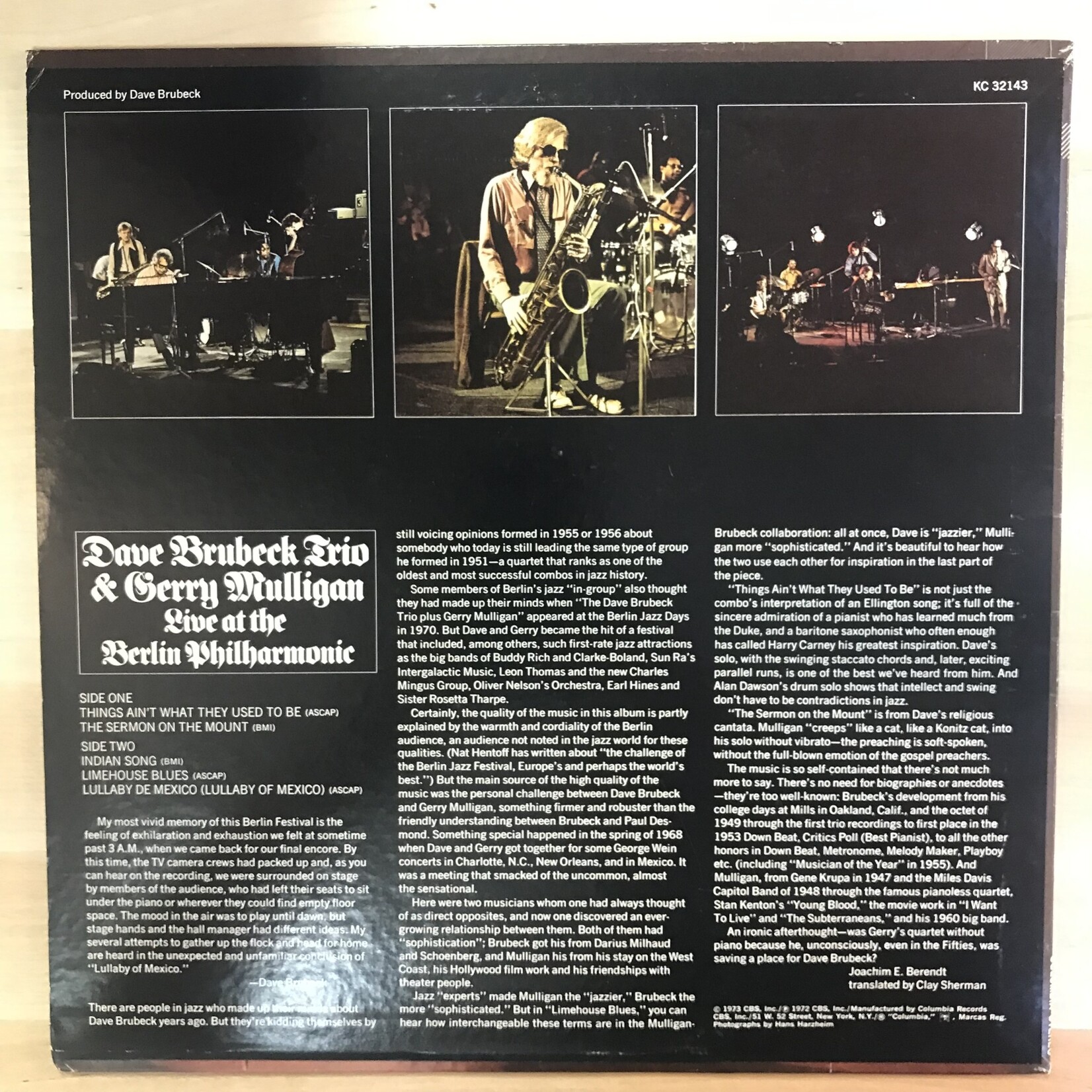 Dave Brubeck Trio & Gerry Mulligan - Live At The Berlin Philharmonic - KC32143 - Vinyl LP (USED)