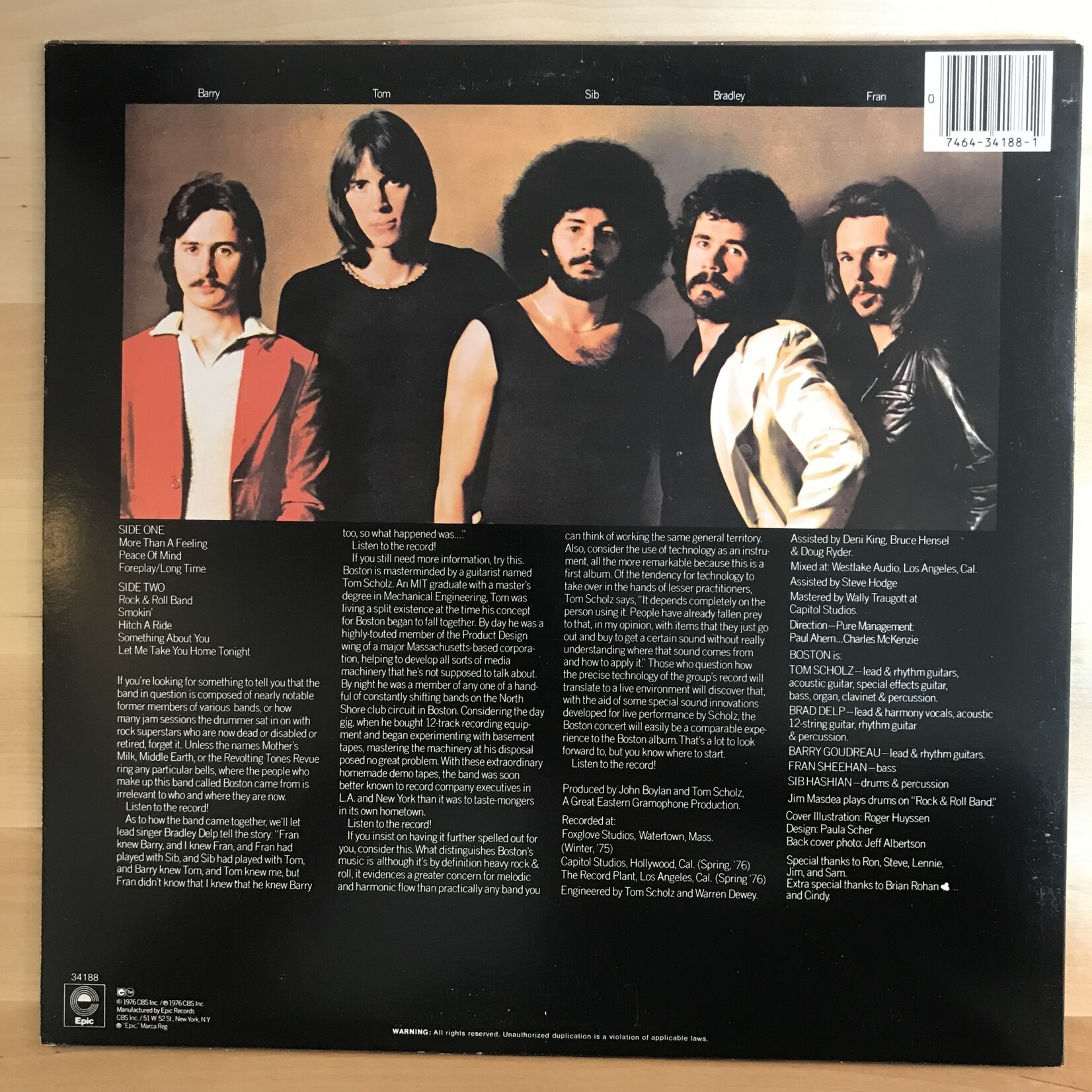 Boston - Boston - JE34188 - Vinyl LP (USED)