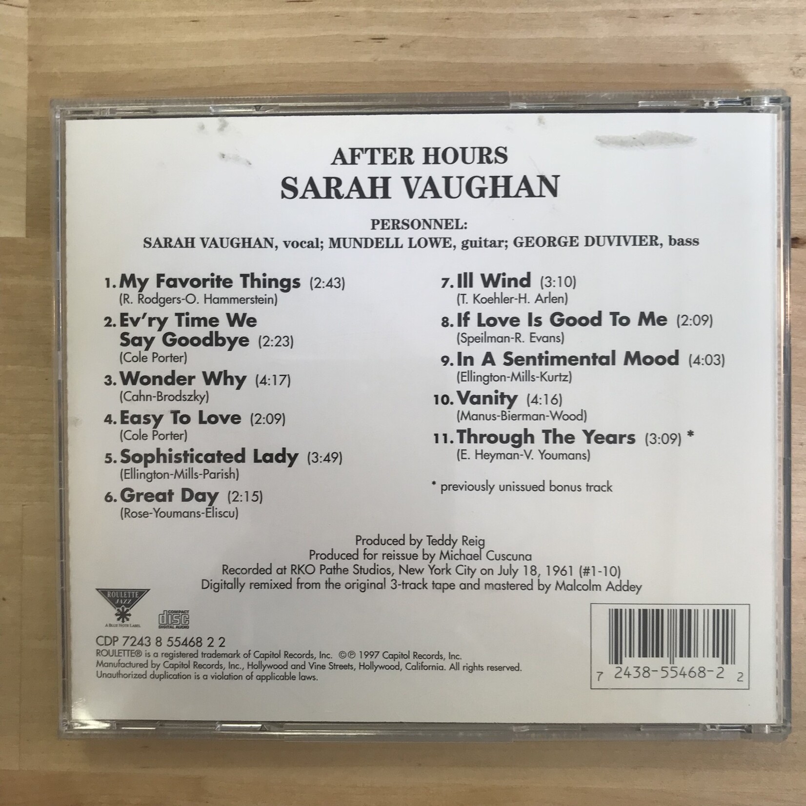 Sarah Vaughan - After Hours - CD (USED)