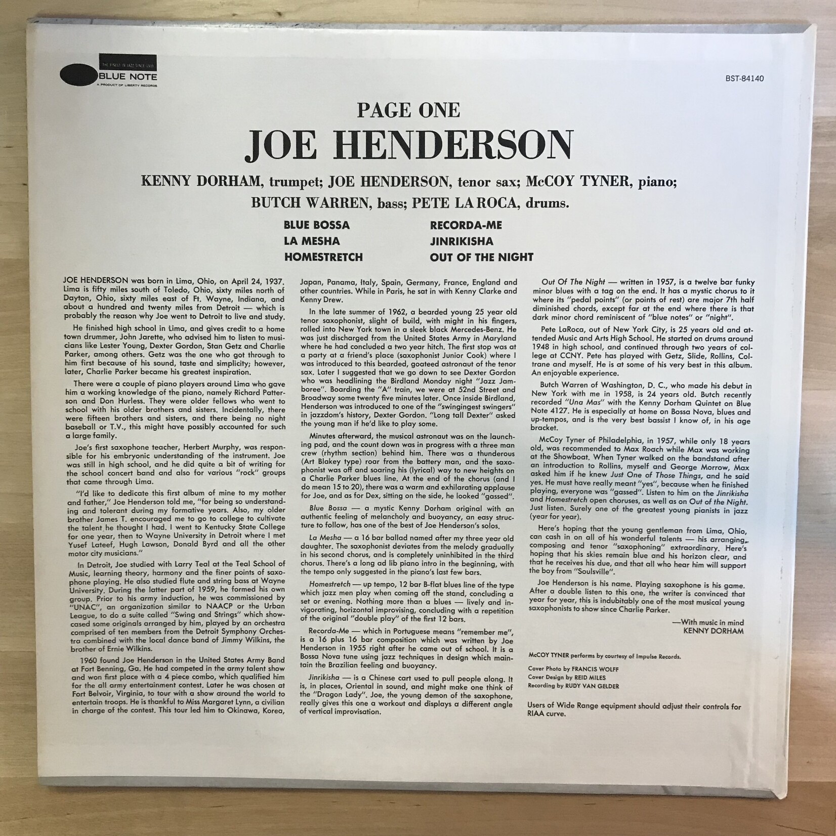 Joe Henderson - Page One - BST 84140 - Vinyl LP (USED)
