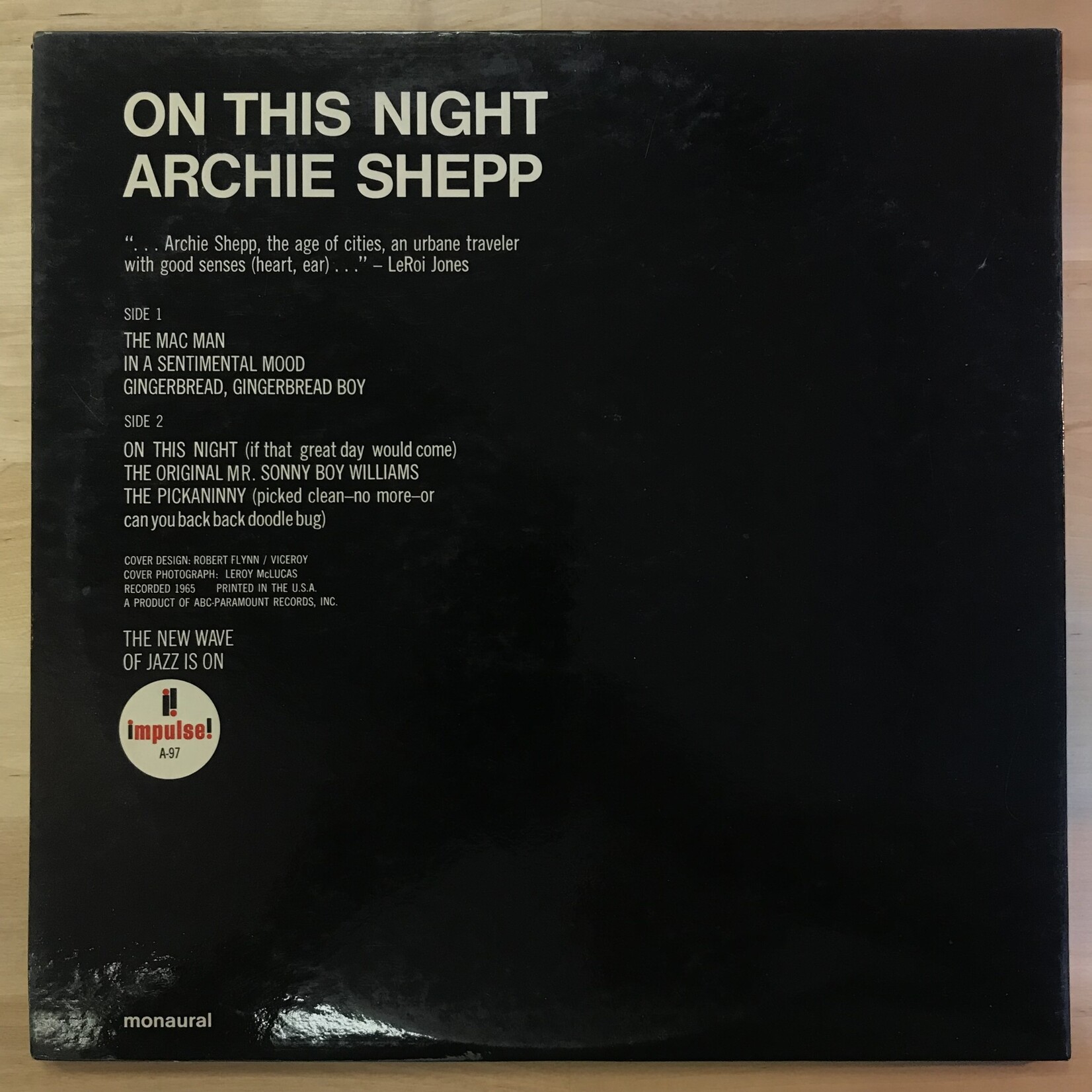 Archie Shepp - On This Night - Impulse - A97 - Vinyl LP (USED)