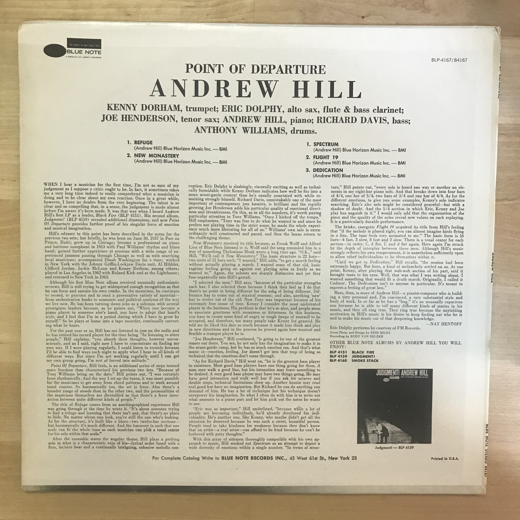 Andrew Hill - Point Of Departure - BST 84167 - Vinyl LP (USED)