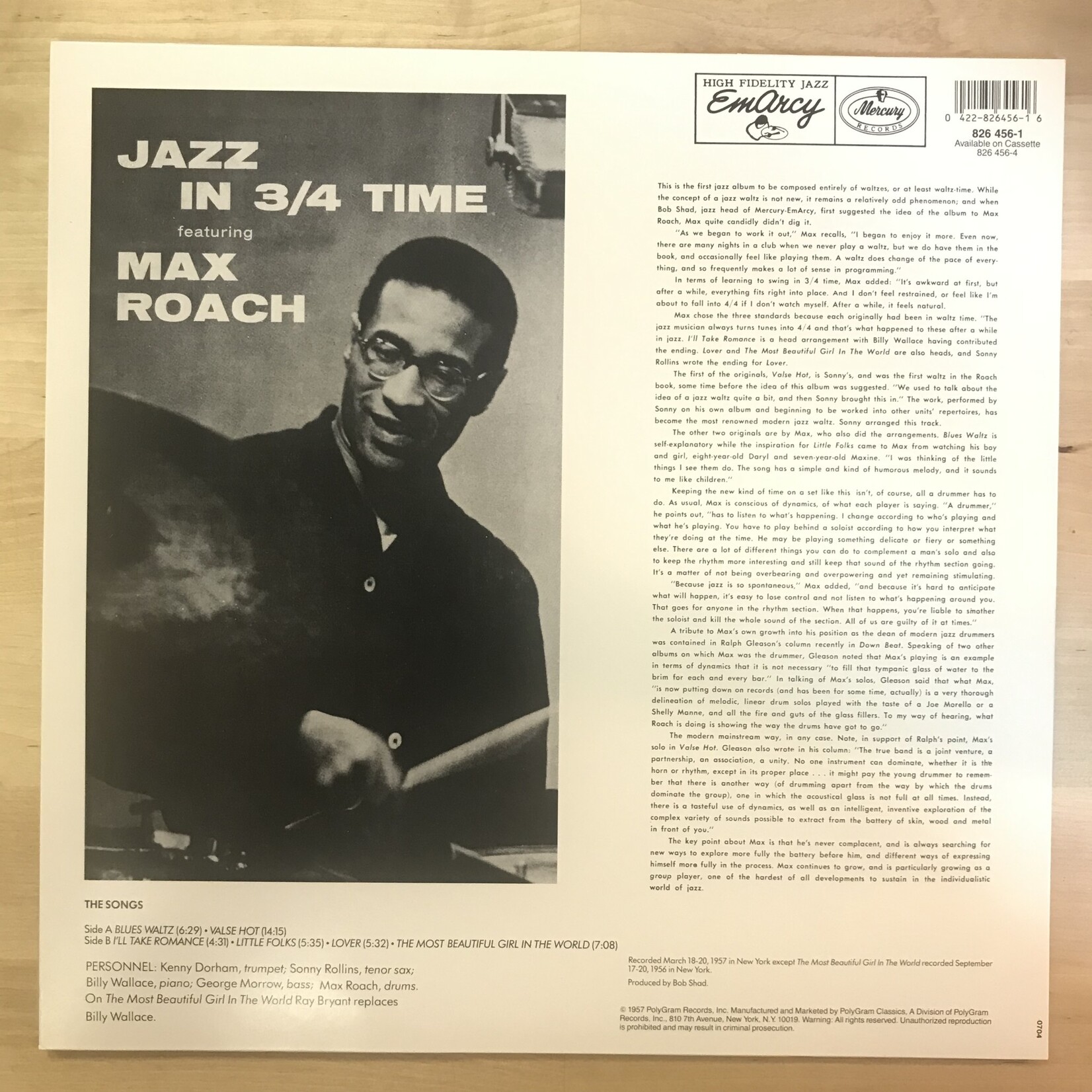 Max Roach - Jazz In 3/4 Time - 826 456 1 - Vinyl LP (USED)