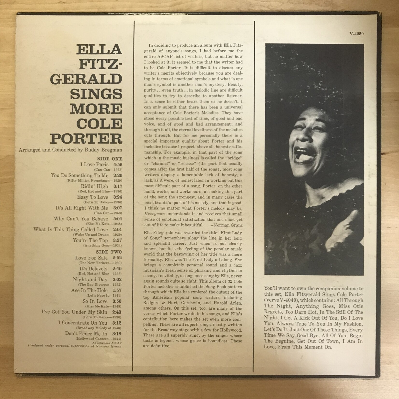 Ella Fitzgerald - Ella Fitzgerald Sings More Cole Porter - V4050 - Vinyl LP (USED)