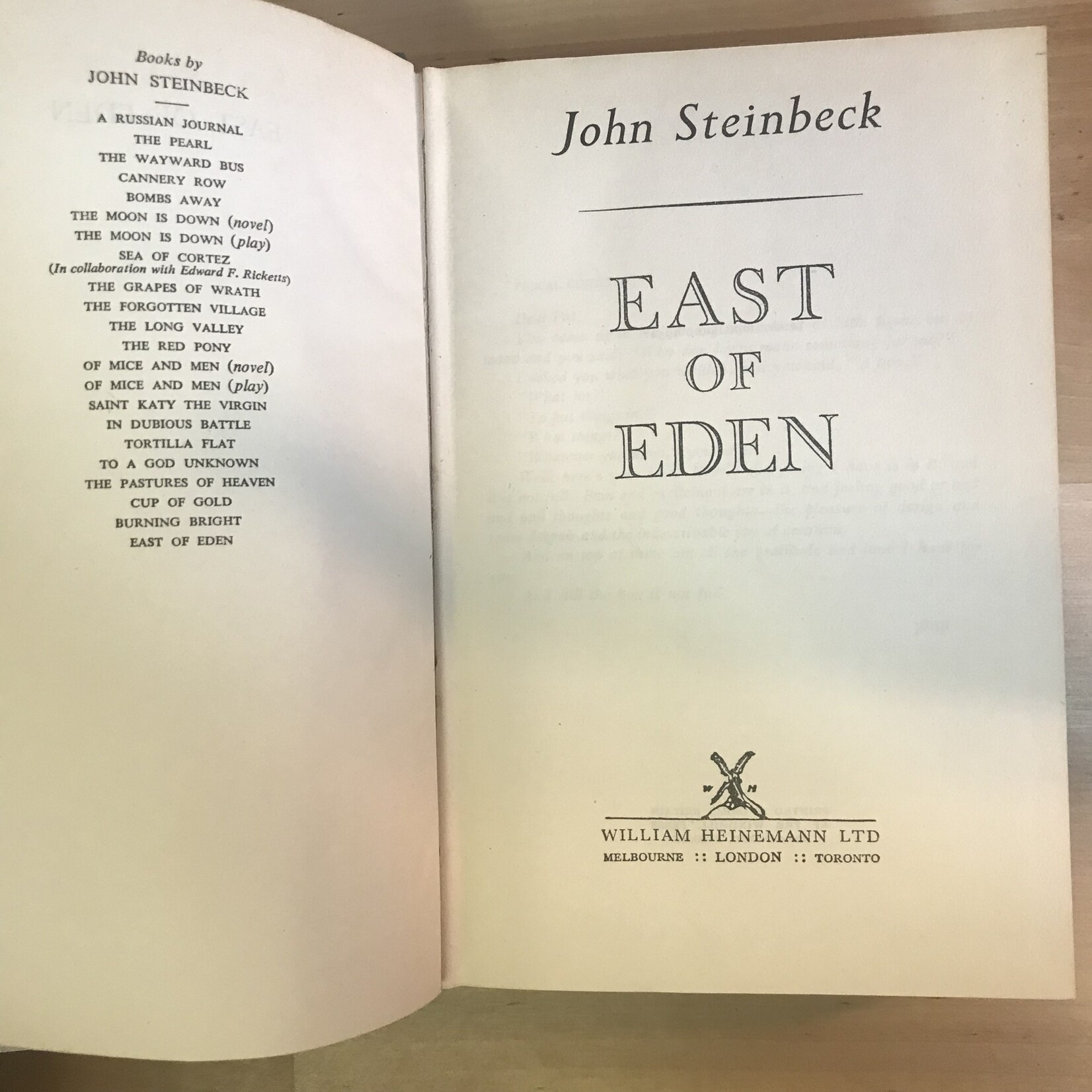 John Steinbeck - East Of Eden - Hardback (Vintage - FE UK)