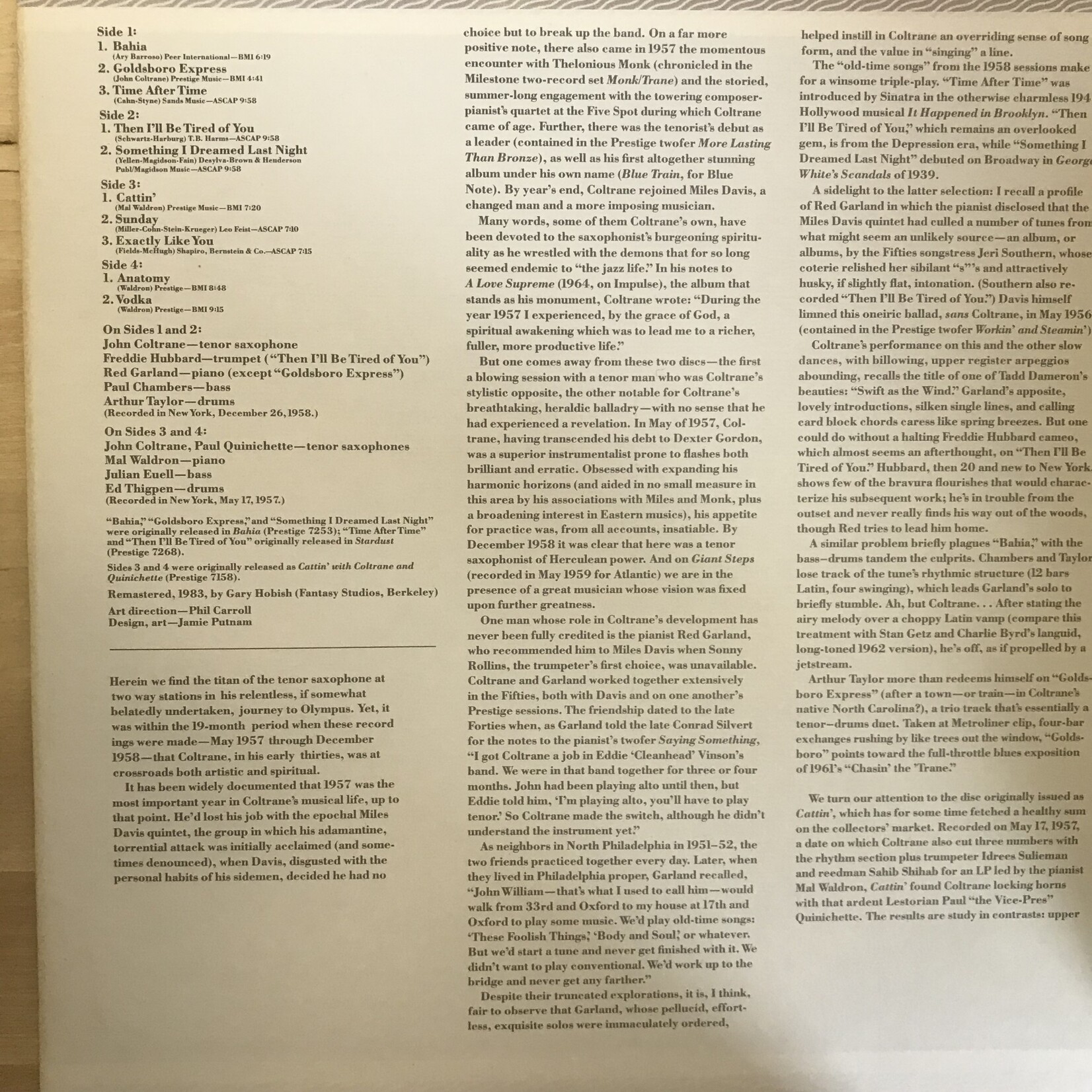 John Coltrane - Bahia (1983) - P24110 - Vinyl LP (USED)