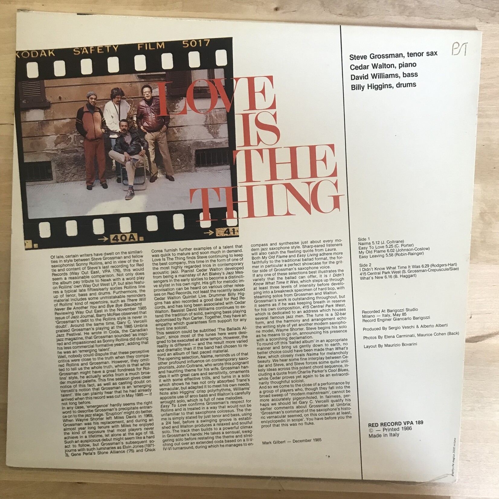 Steve Grossman - Love Is The Thing - VPA189 - Vinyl LP (USED - ITALY)