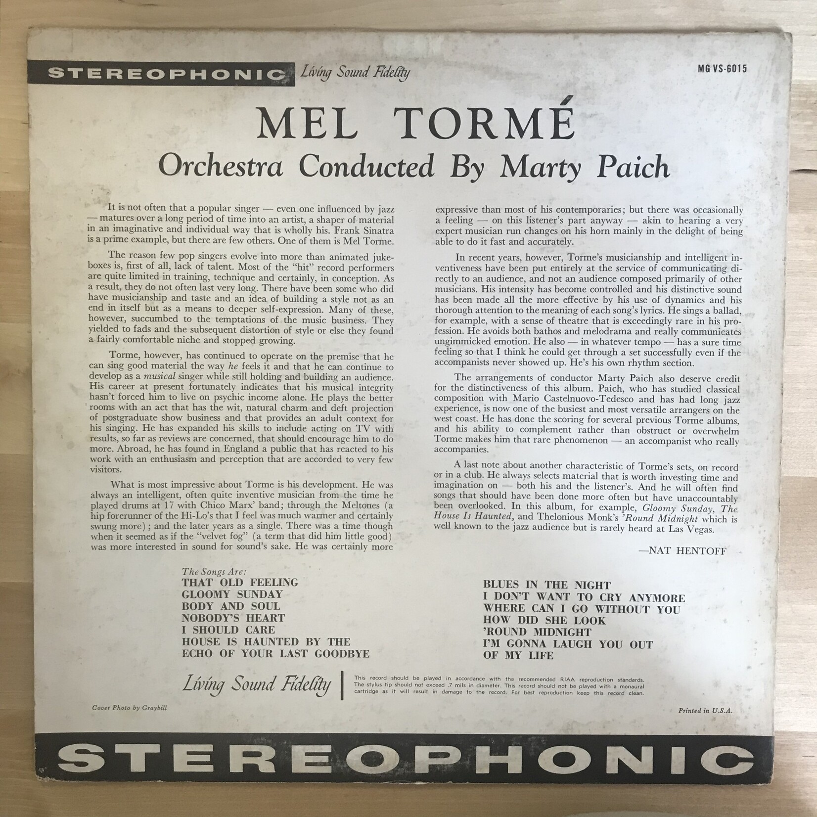 Mel Torme - Torme - MG VS6015 - Vinyl LP (USED)