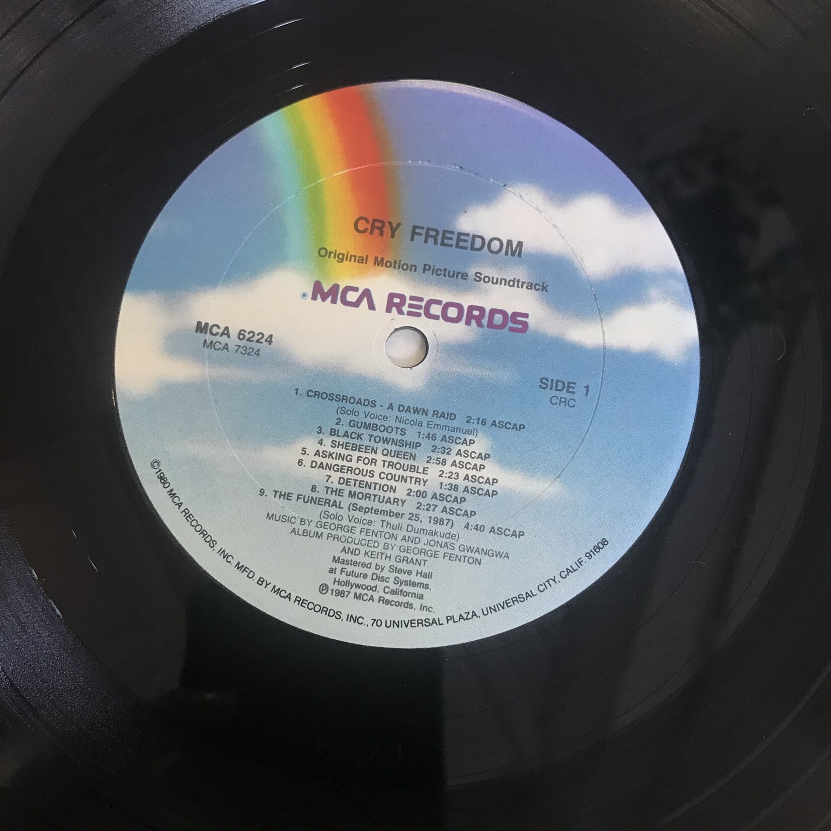 Cry Freedom - Original Motion Picture Soundtrack - MCA6224 - Vinyl LP (USED)