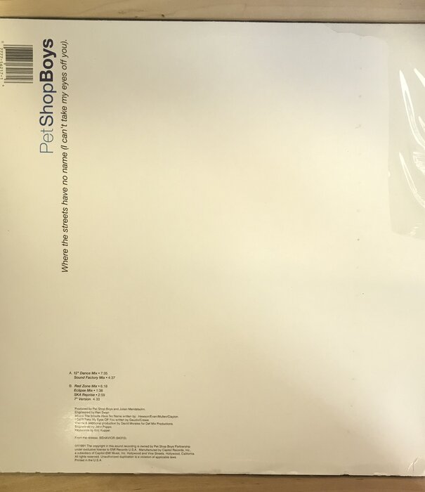Pet Shop Boys - Where The Streets Have No Name (I Can't Take My Eyes Off You) - V 56217 - Vinyl 12-Inch Single (USED)