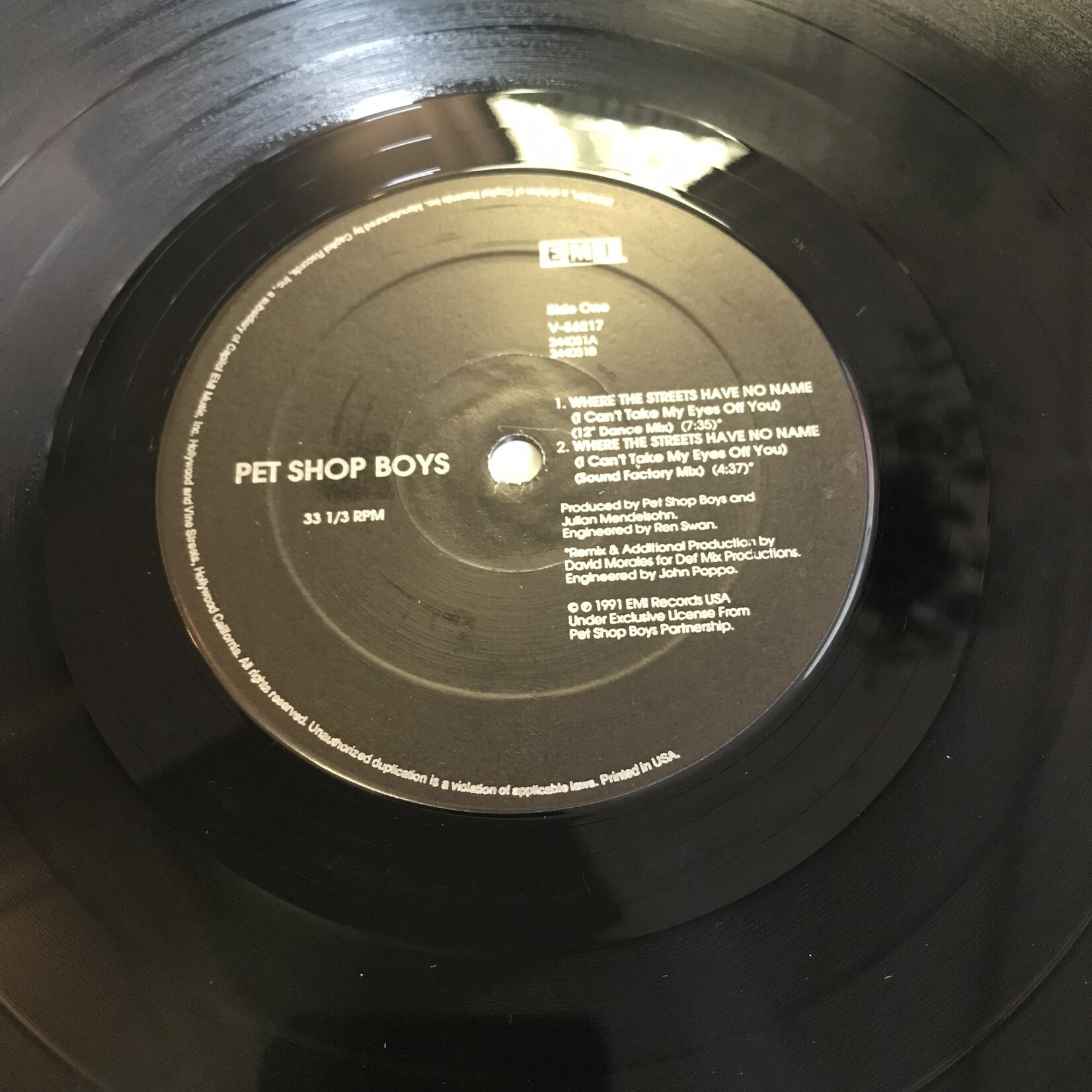 Pet Shop Boys - Where The Streets Have No Name (I Can't Take My Eyes Off You) - V 56217 - Vinyl 12-Inch Single (USED)