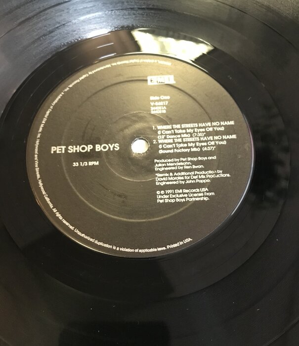 Pet Shop Boys - Where The Streets Have No Name (I Can't Take My Eyes Off You) - V 56217 - Vinyl 12-Inch Single (USED)