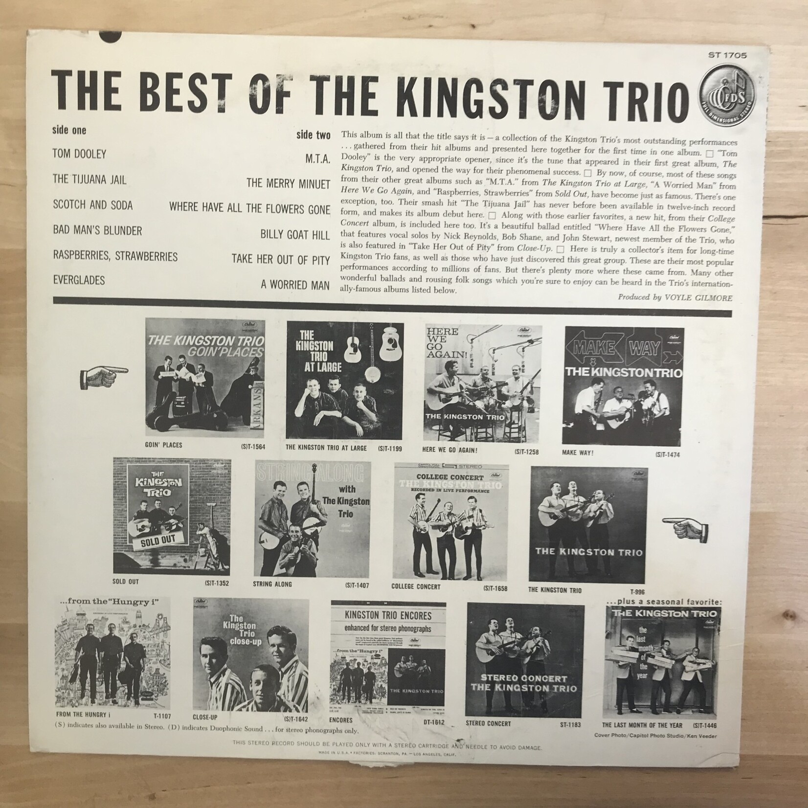 Kingston Trio - The Best Of The Kingston Trio - ST 1705 - Vinyl LP (USED)