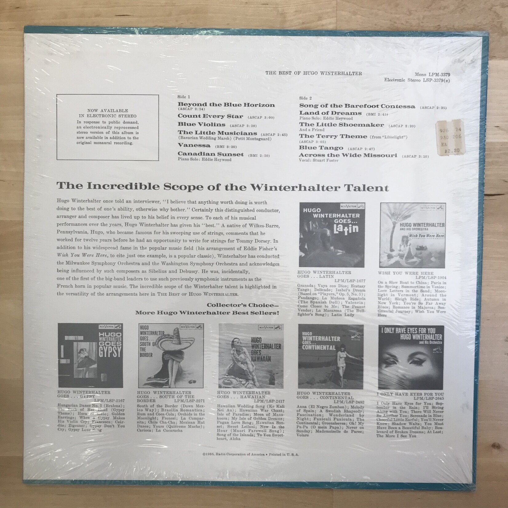 Hugo Winterhalter - The Best Of Hugo Winterhalter - LSP 3379 (e) - Vinyl LP (USED - SEALED)