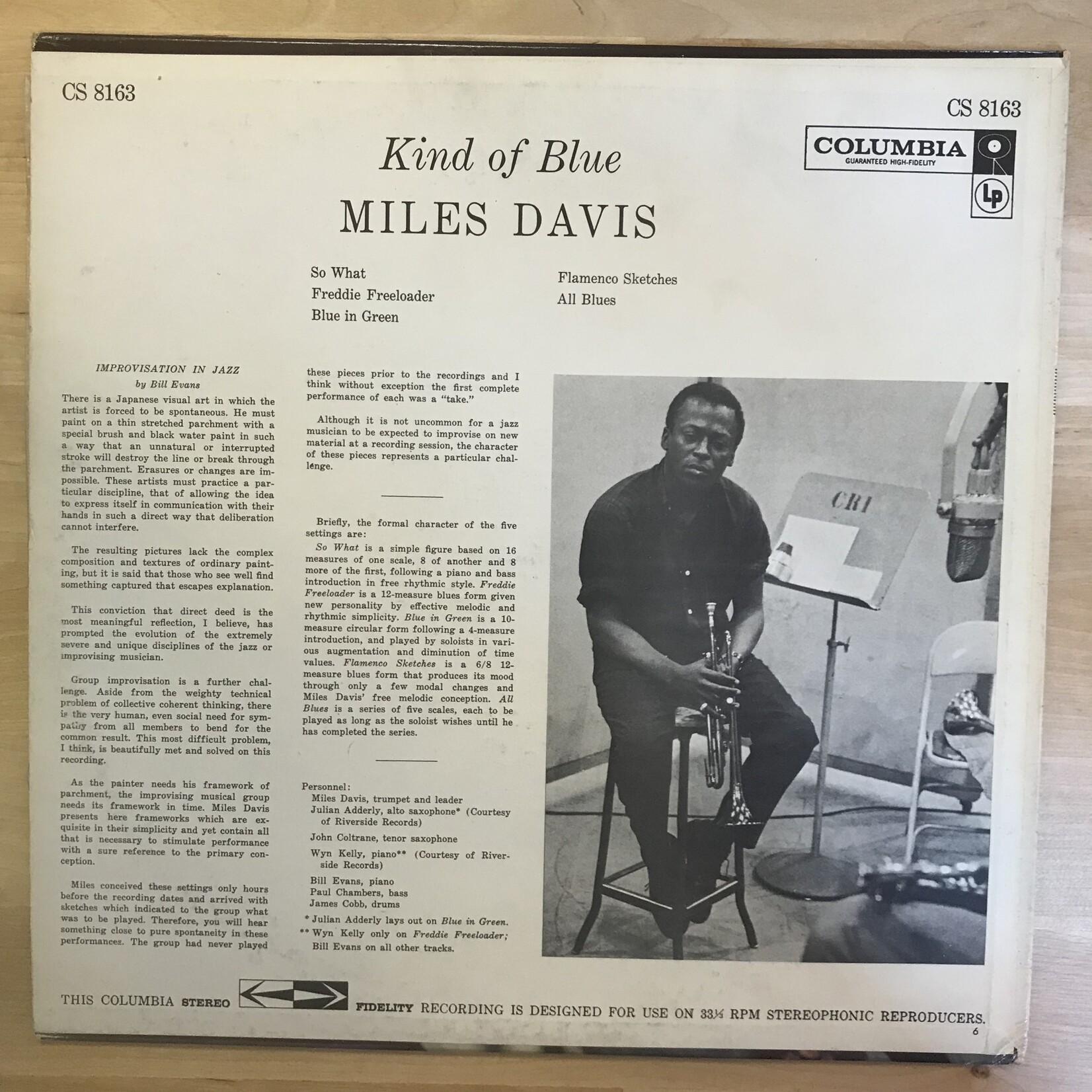 Miles Davis - Kind Of Blue (1964) - CS 8163 - Vinyl LP (USED Miles Davis - Kind Of Blue (1964) - CS 8163 - Vinyl LP (USED