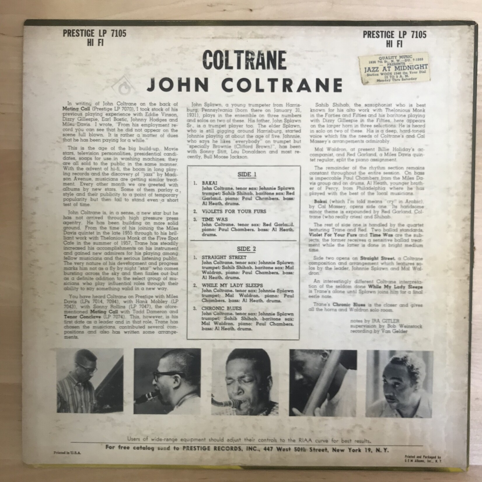 John Coltrane - Coltrane - PRLP 7105 - Vinyl LP (USED)