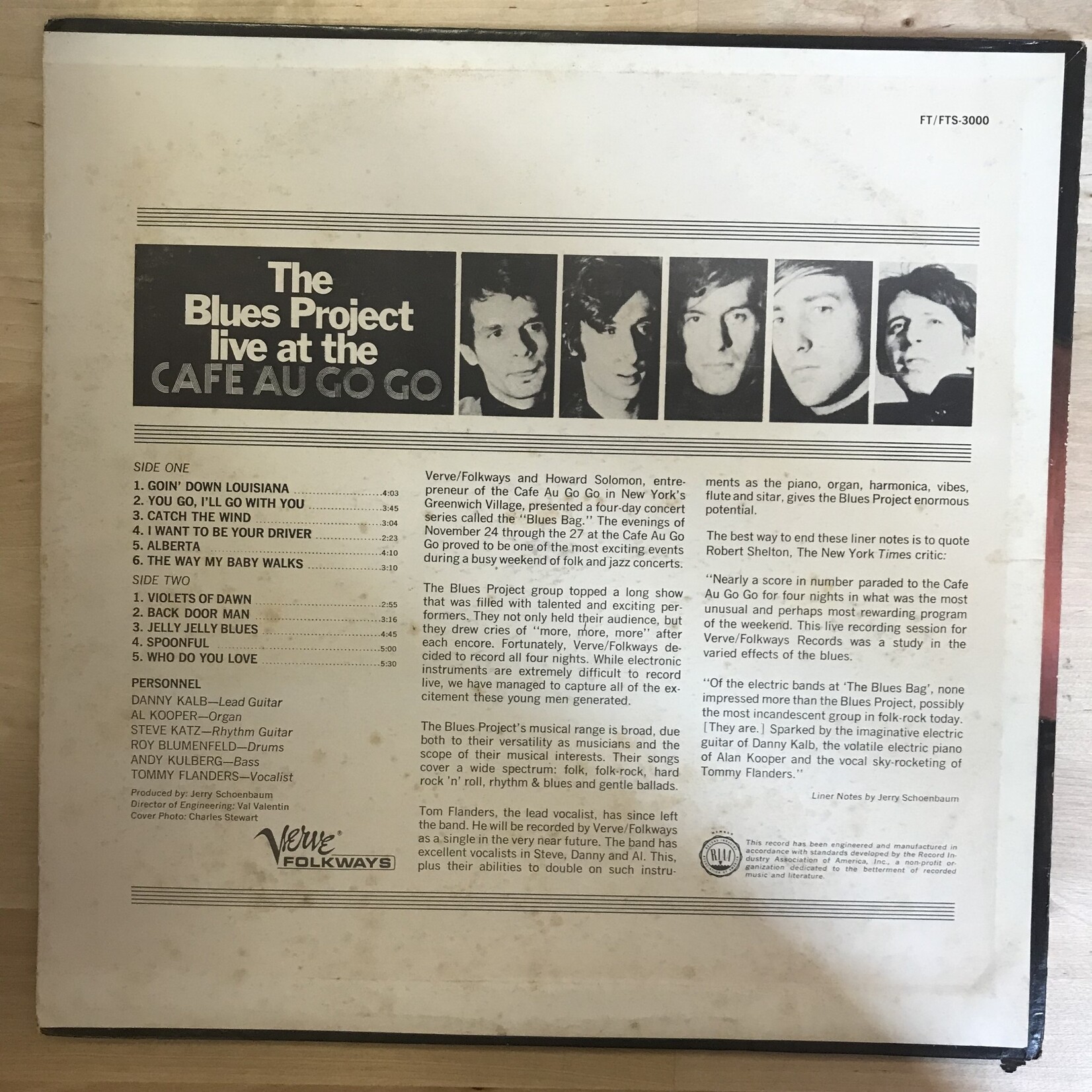 Blues Project - Live At The Cafe Au Go Go - FTS3000 (Cover)/FV9024 (Media) - Vinyl LP (USED)