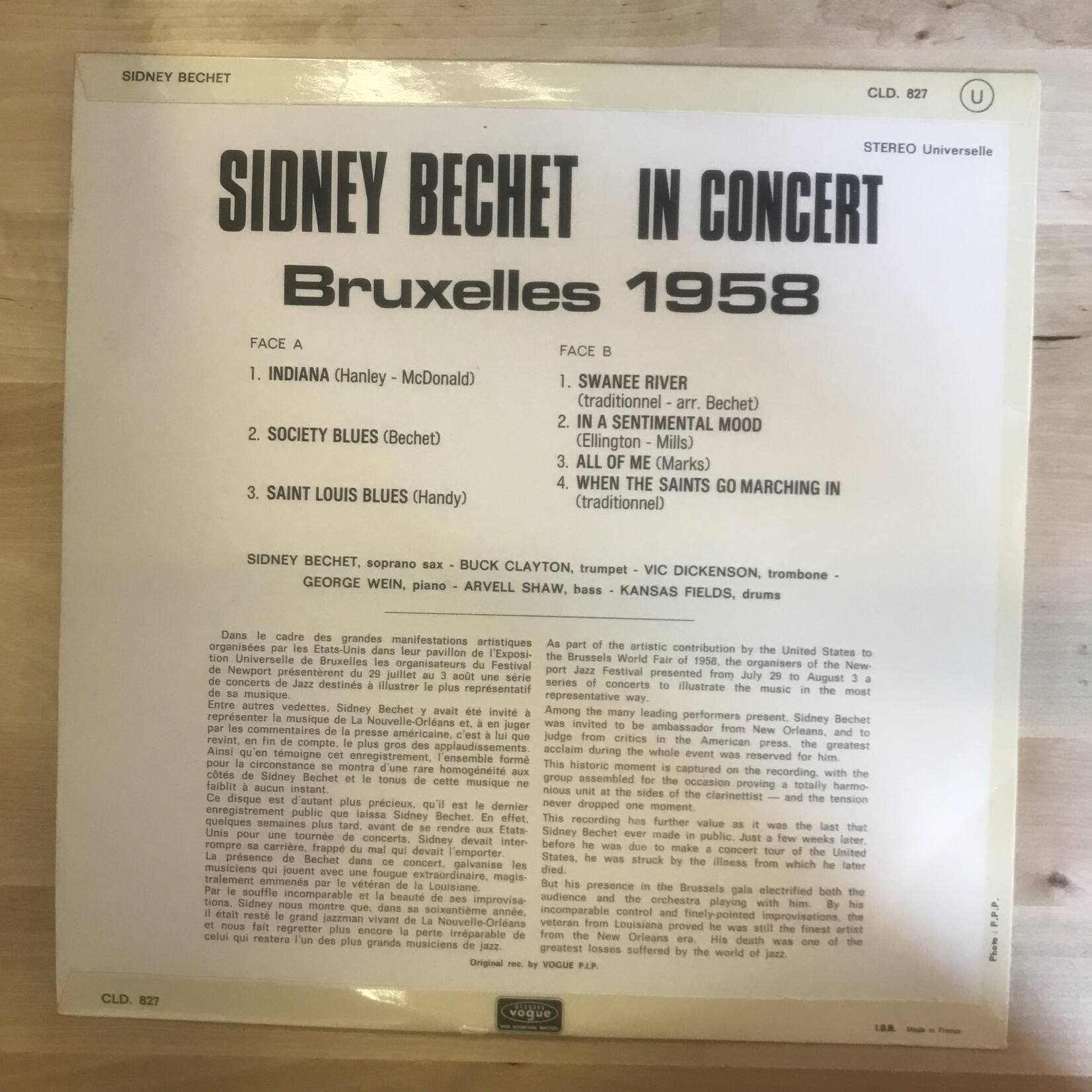Sidney Bechet - Sidney Bechet In Concert: Bruxelles 1958
