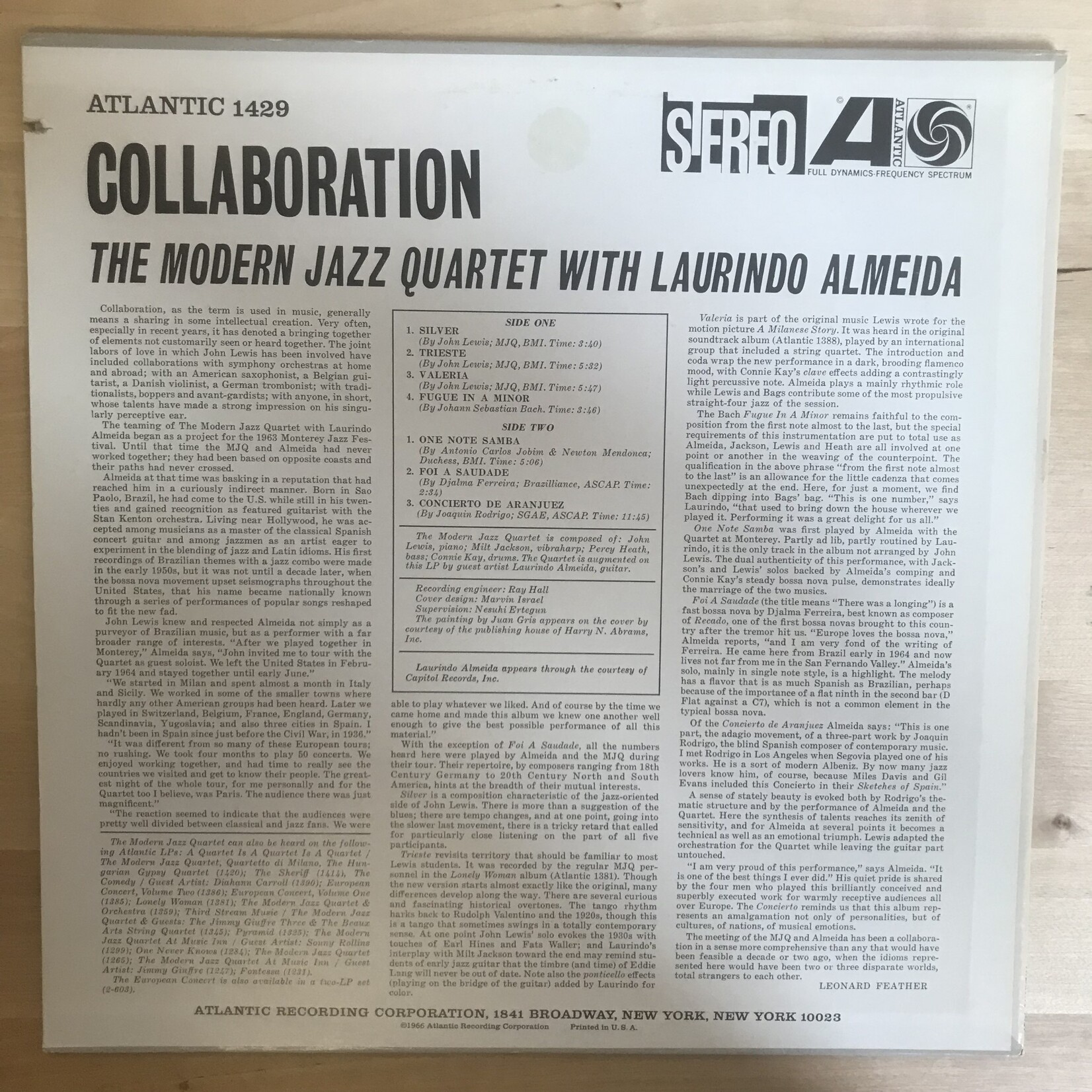 Modern Jazz Quartet, Laurindo Almeida - Collaboration - SD 1429 - Vinyl LP (USED)