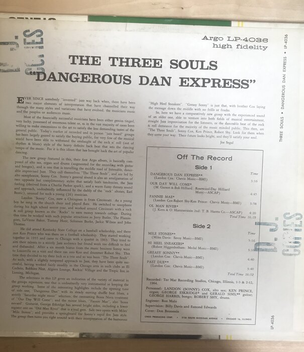 Three Souls - Dangerous Dan Express - LP 4036 - Vinyl LP (USED)