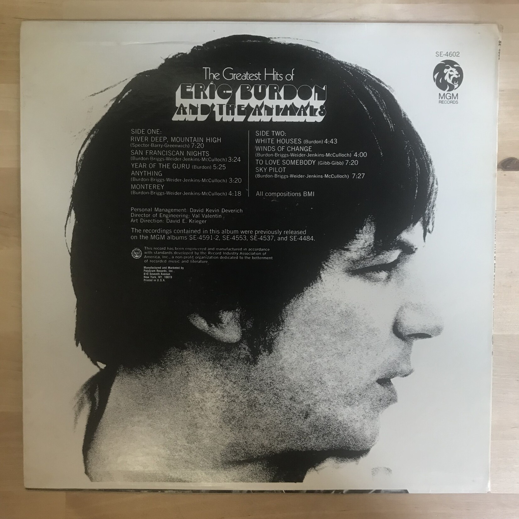 Animals (Eric Burdon) - The Greatest Hits Of Eric Burdon And The Animals - SE4602 - Vinyl LP (USED)