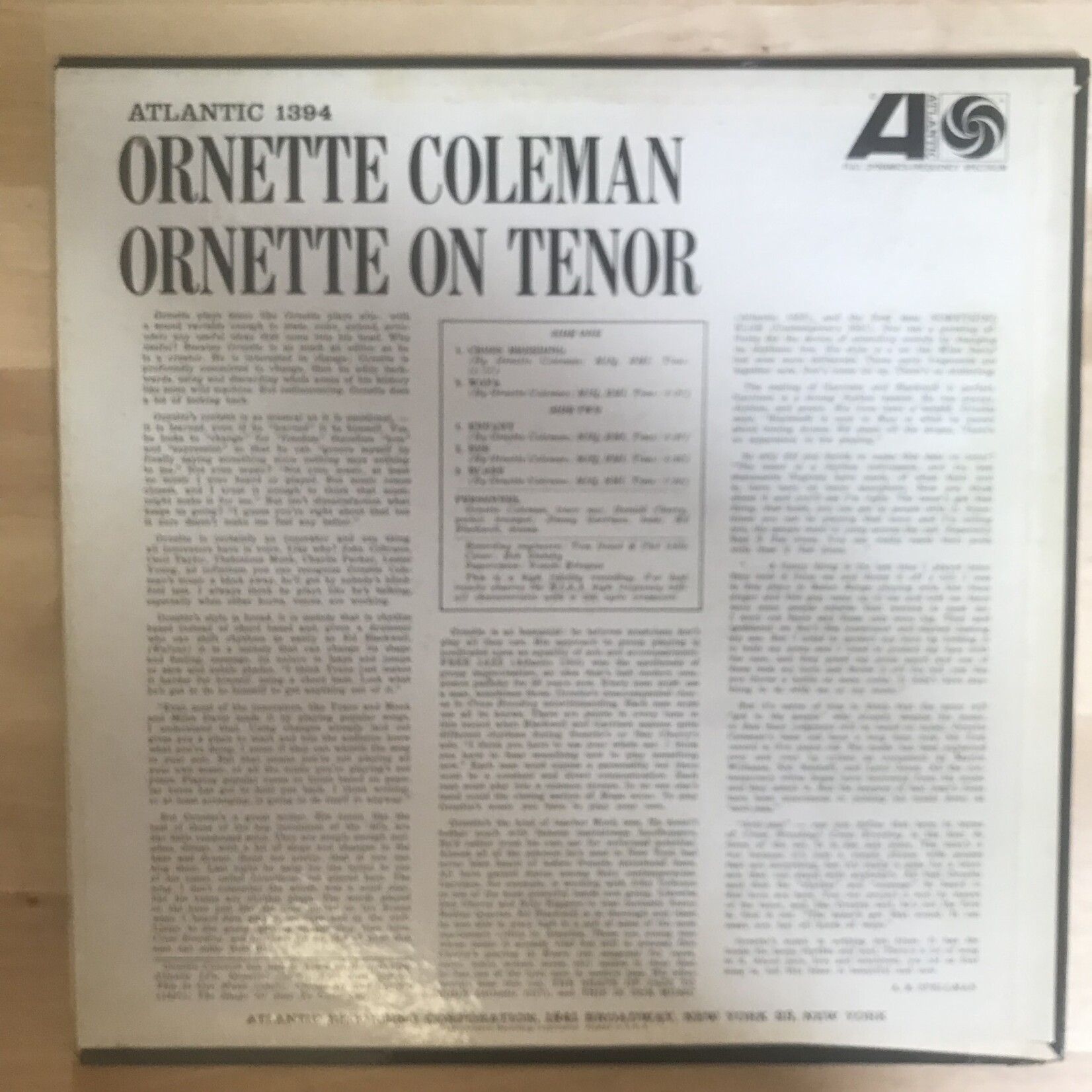 Ornette Coleman - Ornette On Tenor (MONO) - SD 1394 - Vinyl LP (USED)