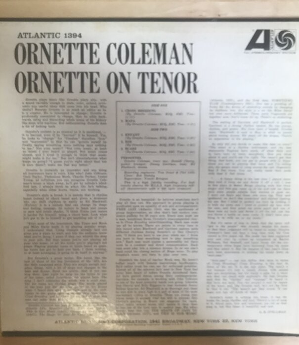 Ornette Coleman - Ornette On Tenor (MONO) - SD 1394 - Vinyl LP (USED)