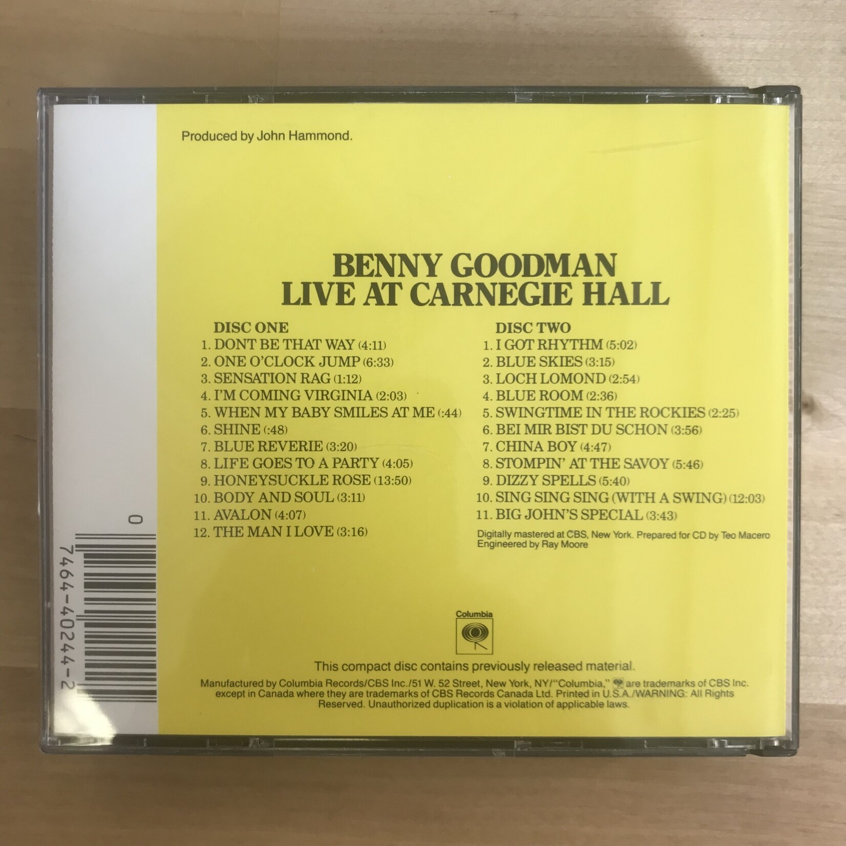 Benny Goodman - Live At Carnegie Hall - CD (USED)