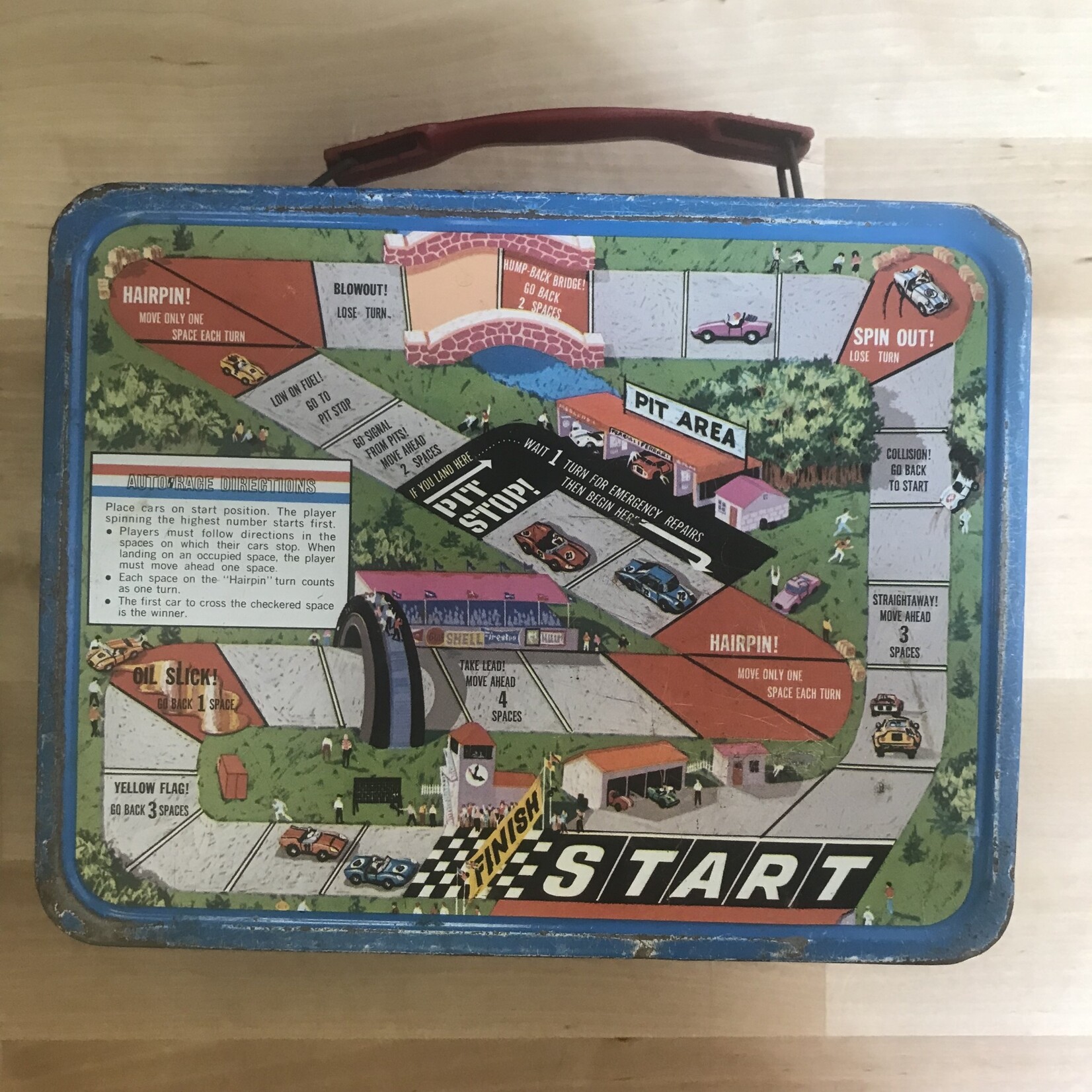 Auto Race Magnetic Game Kit (1967) - Tin Lunch Box (VINTAGE)