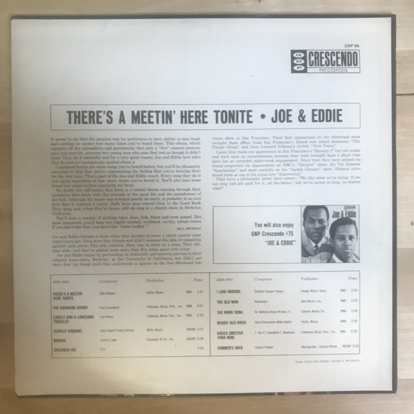 Joe & Eddie - There’s A Meetin’ Here Tonite - GNPS 86 - Vinyl LP (USED)