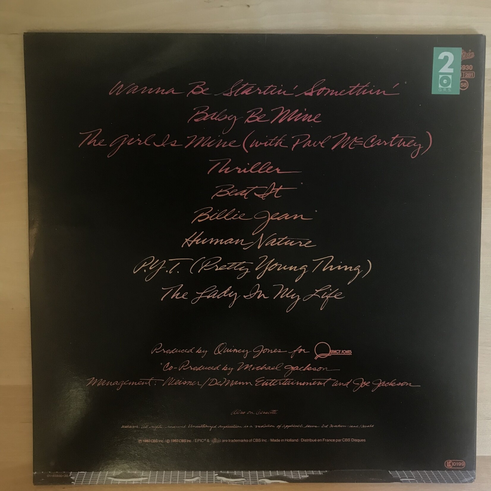 Michael Jackson - Thriller (Europe) - 85930 - Vinyl LP (USED)