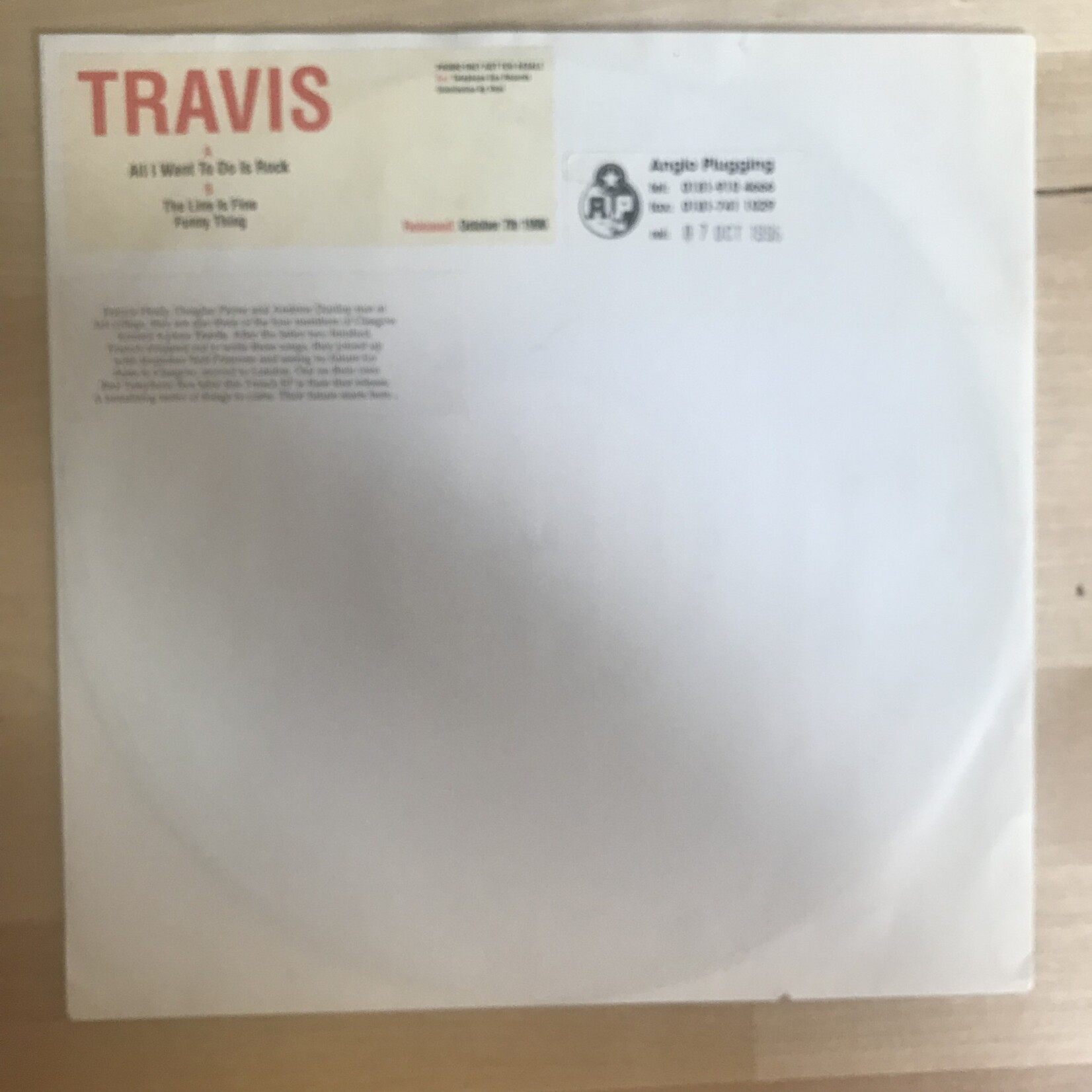 Travis - All I Want To Do Is Rock / The Line Is Fine / Funny Thing - PHONE001 - Vinyl 10-Inch Single (USED - PROMO)