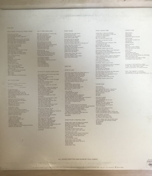Paul Simon - Still Crazy After All These Years - PC 33540 - Vinyl LP (USED)