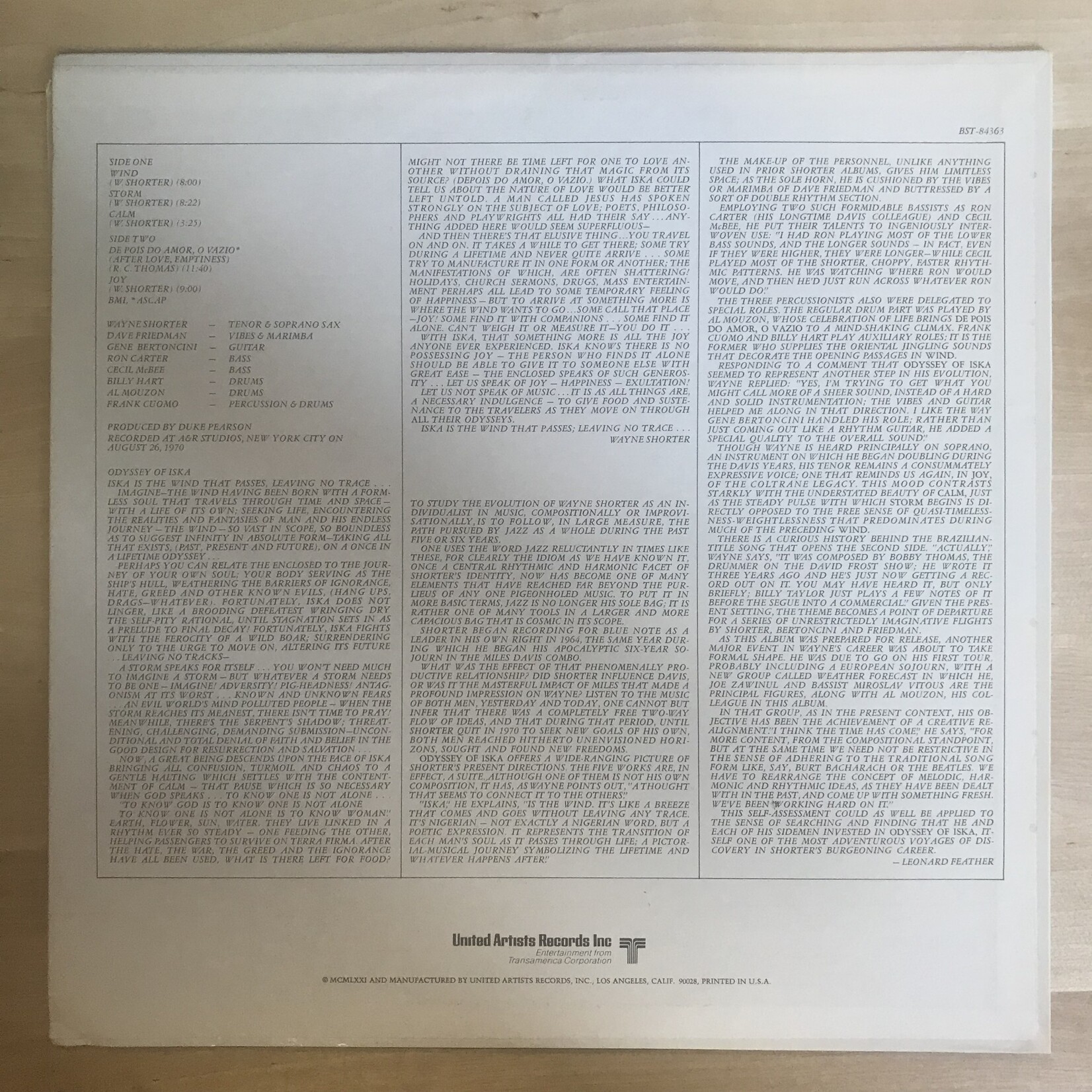 Wayne Shorter - Odyssey Of Iska - BST 84363 - Vinyl LP (USED