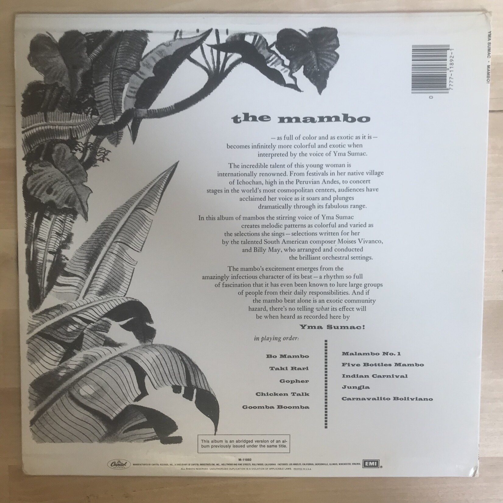 Ymu Sumac - Mambo! - M 11892 - Vinyl LP (USED)