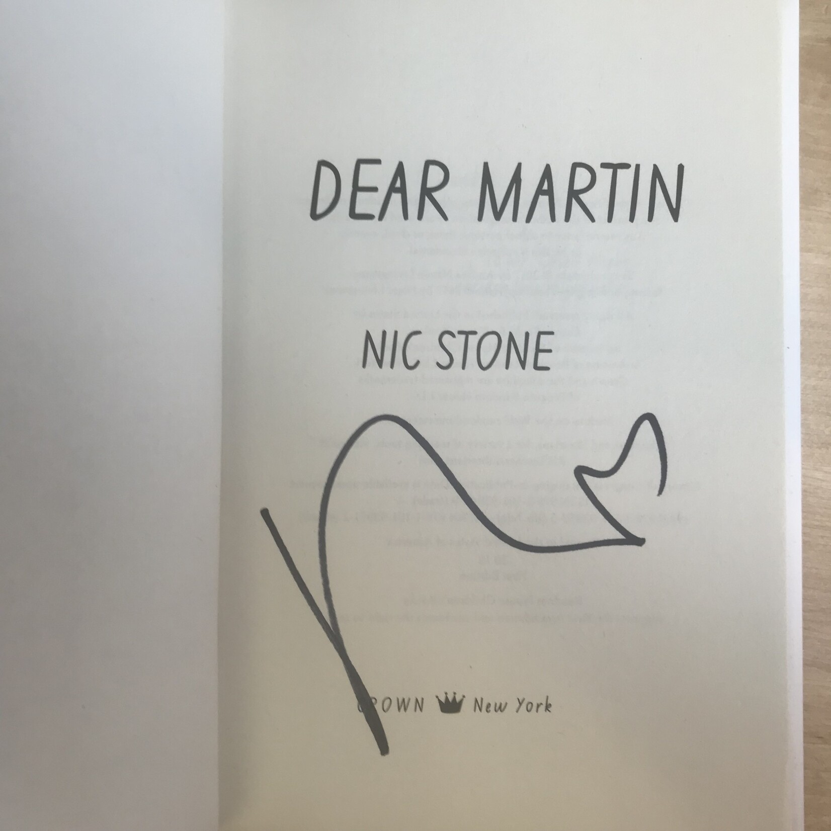 Nic Stone - Dear Martin - Hardback (USED - SIGNED)