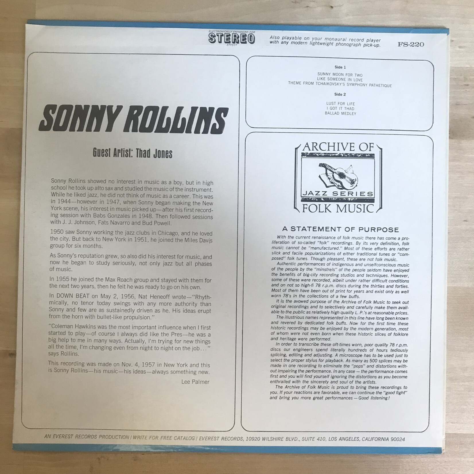 Sonny Rollins - Sonny Rollins - FS220 - Vinyl LP (USED)
