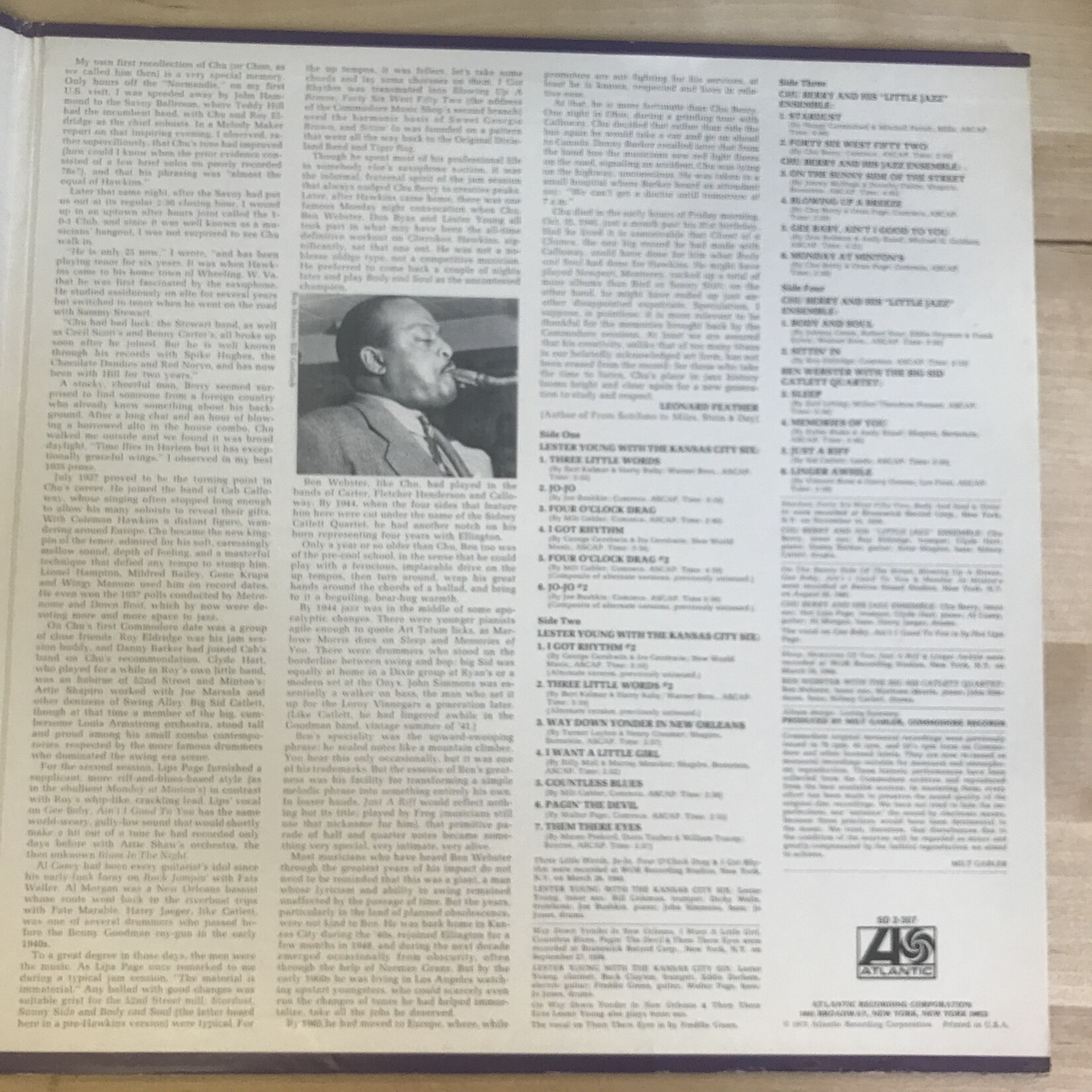 Lester Young, Chu Berry, Ben Webster – The Tenor Sax: Lester Young, Chu Berry & Ben Webster - SD2 307