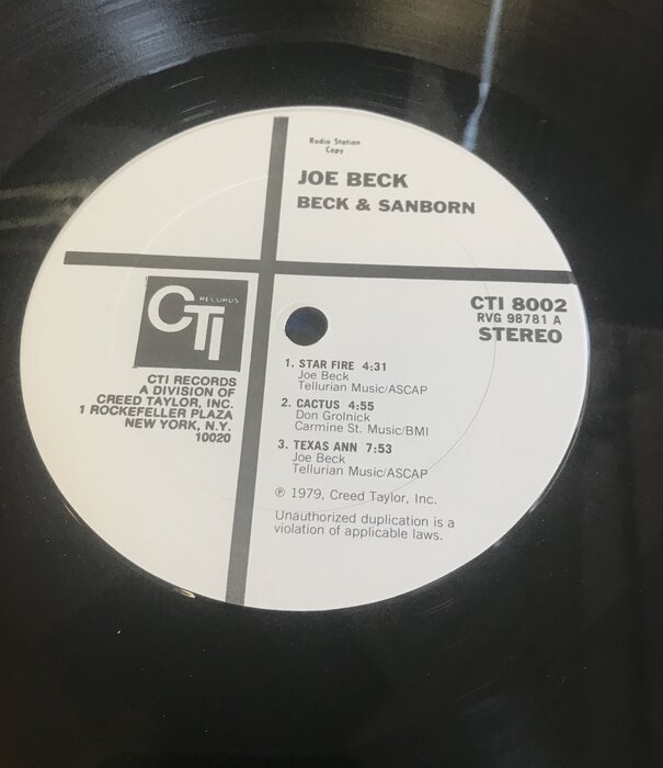 Joe Beck - Beck & Sanborn - CTI 8002 - Vinyl LP (USED - PROMO)