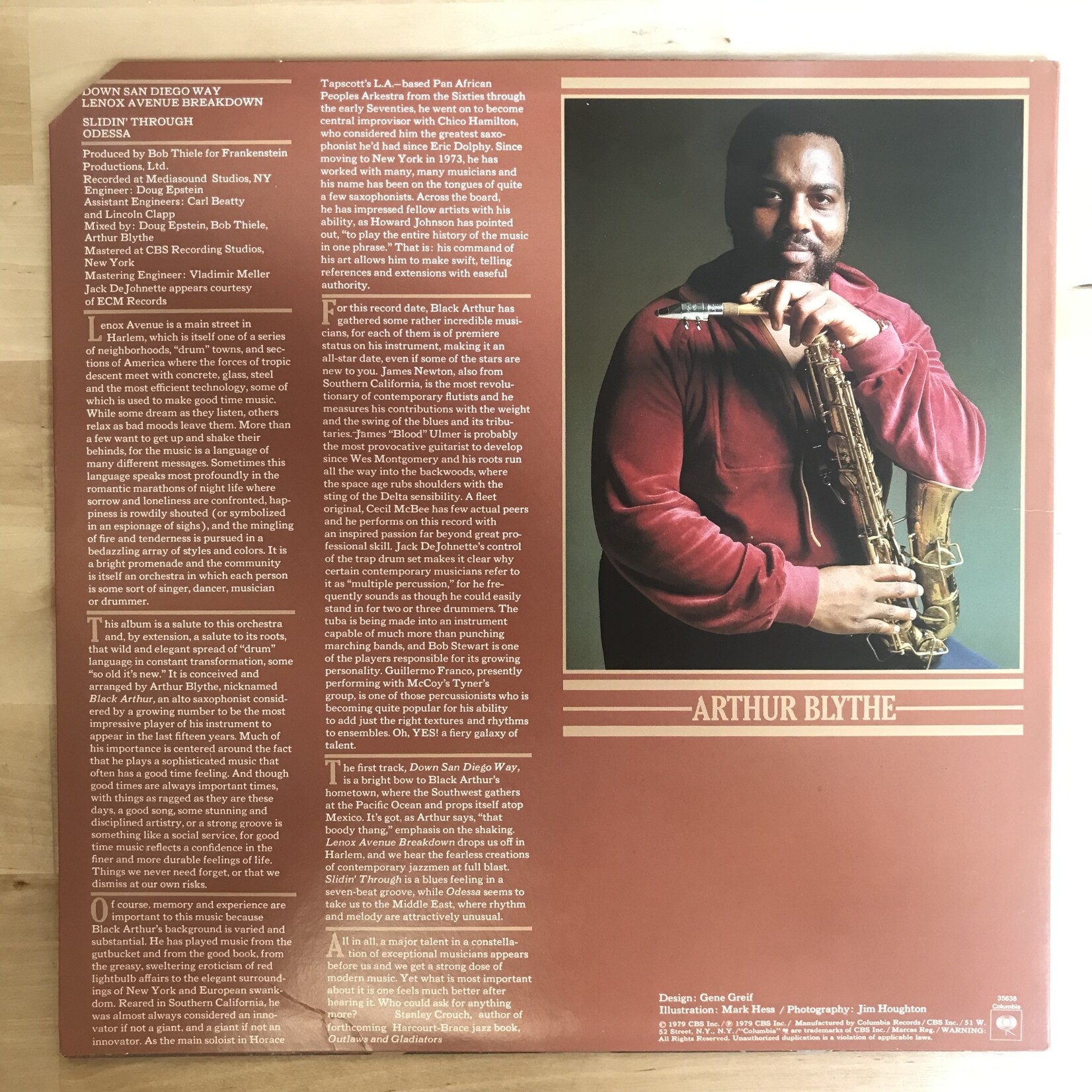 Arthur Blythe - Lenox Avenue Breakdown - JC 35638 - Vinyl LP (USED)