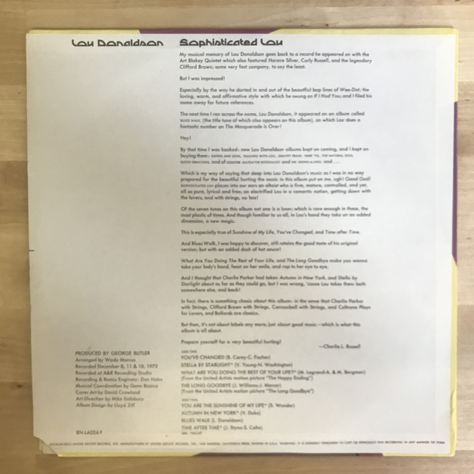 Lou Donaldson - Sophisticated Lady - BN LA024 F - Vinyl LP (USED)