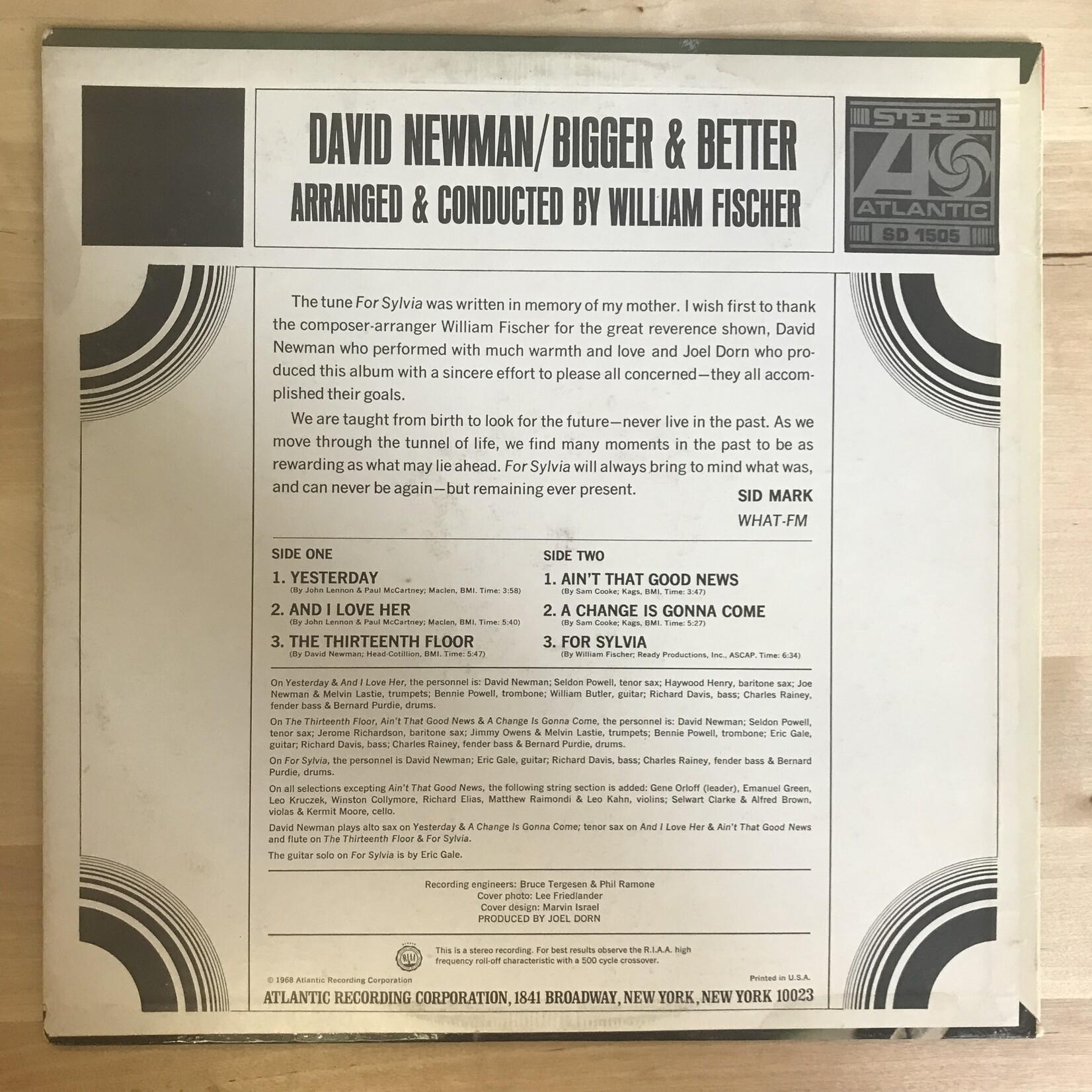 David Newman - Bigger & Better - SD 1505 - Vinyl LP (USED)