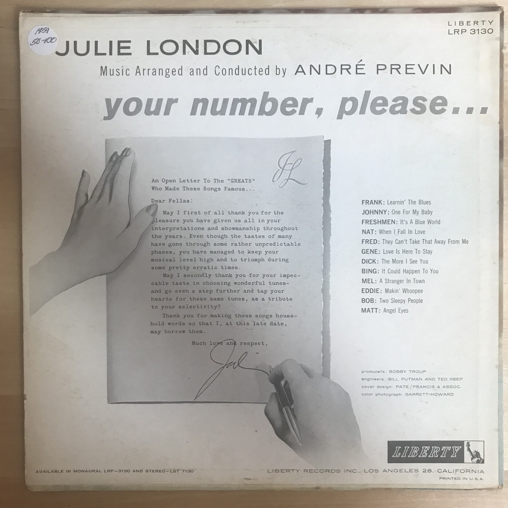 Julie London - Your Number Please - LRP 3130 - Vinyl LP (USED)