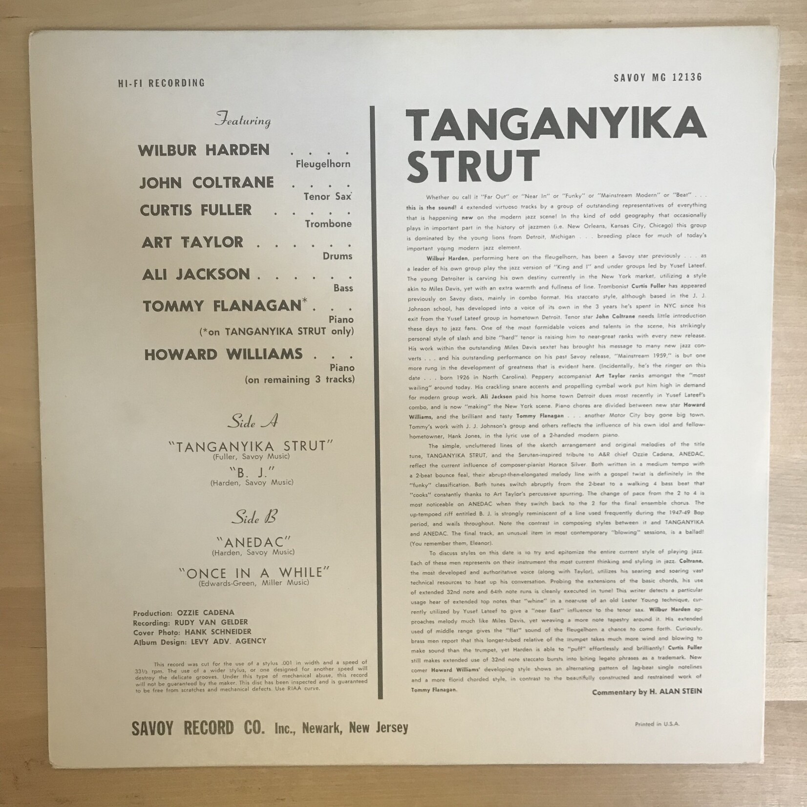 Wilbur Harden (John Coltrane) - Tanganyika Strut - MG12136 - Vinyl LP (USED)
