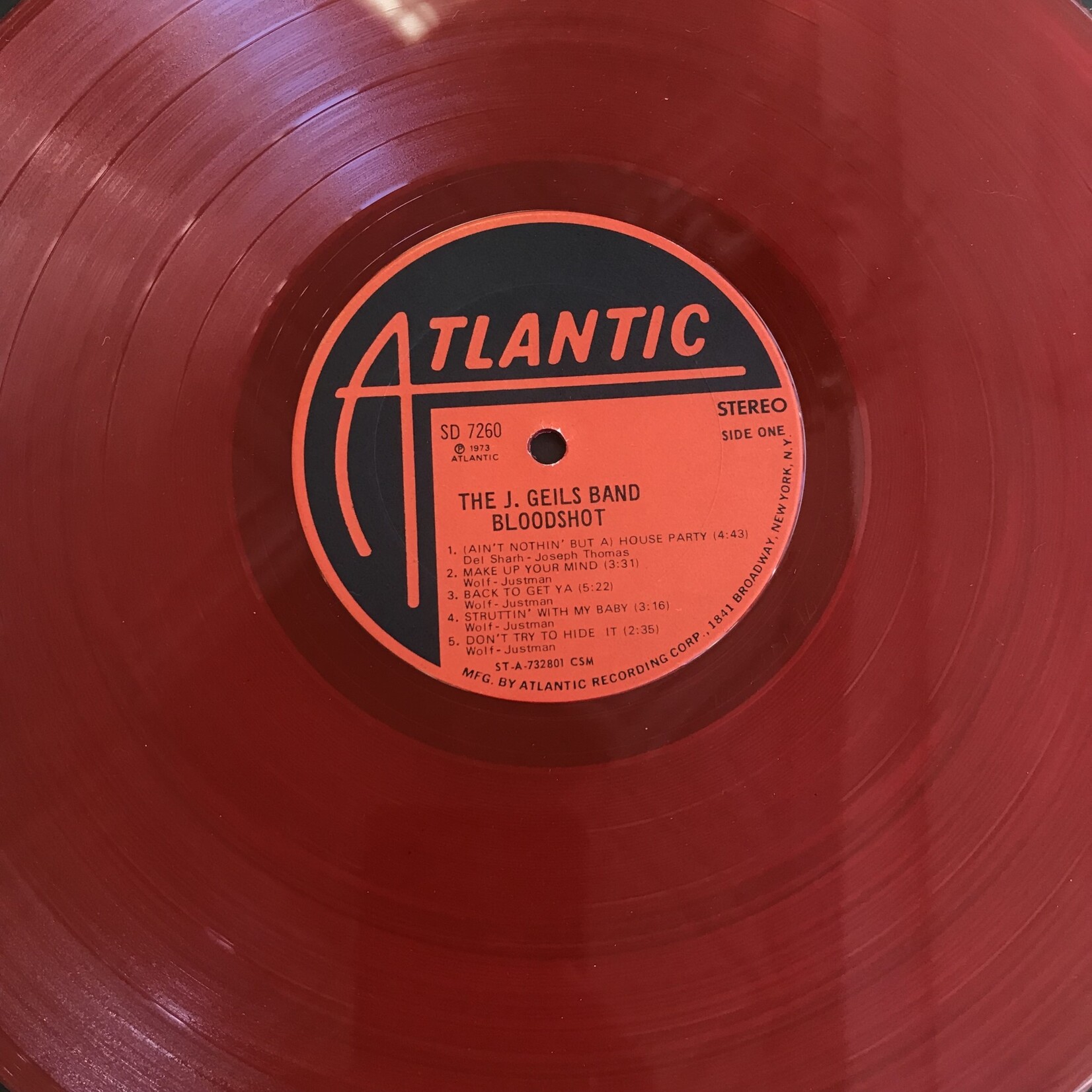 J. Geils Band - Bloodshot (Red Vinyl) - SD 7260 - Vinyl LP (USED)