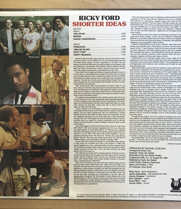 Ricky Ford - Shorter Ideas - MR 5314 - Vinyl LP (USED)