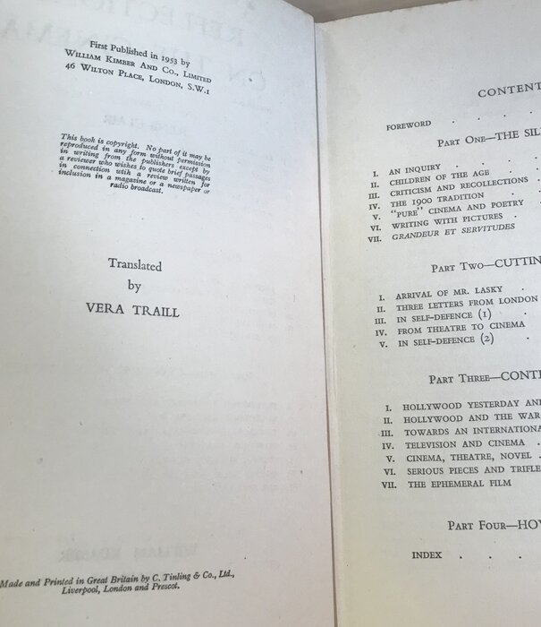 Rene Clair - Reflections On The Cinema (1956) - Hardback (USED)